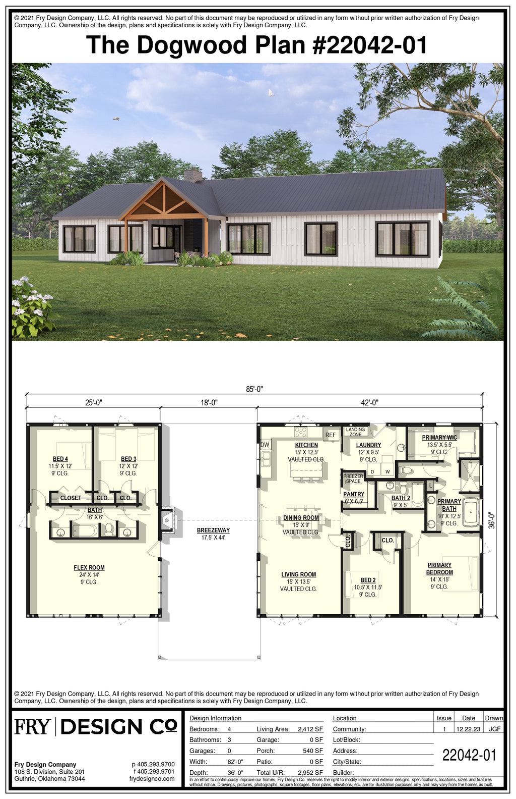 Dogwood Plan (4/3/0 2,412 SF)