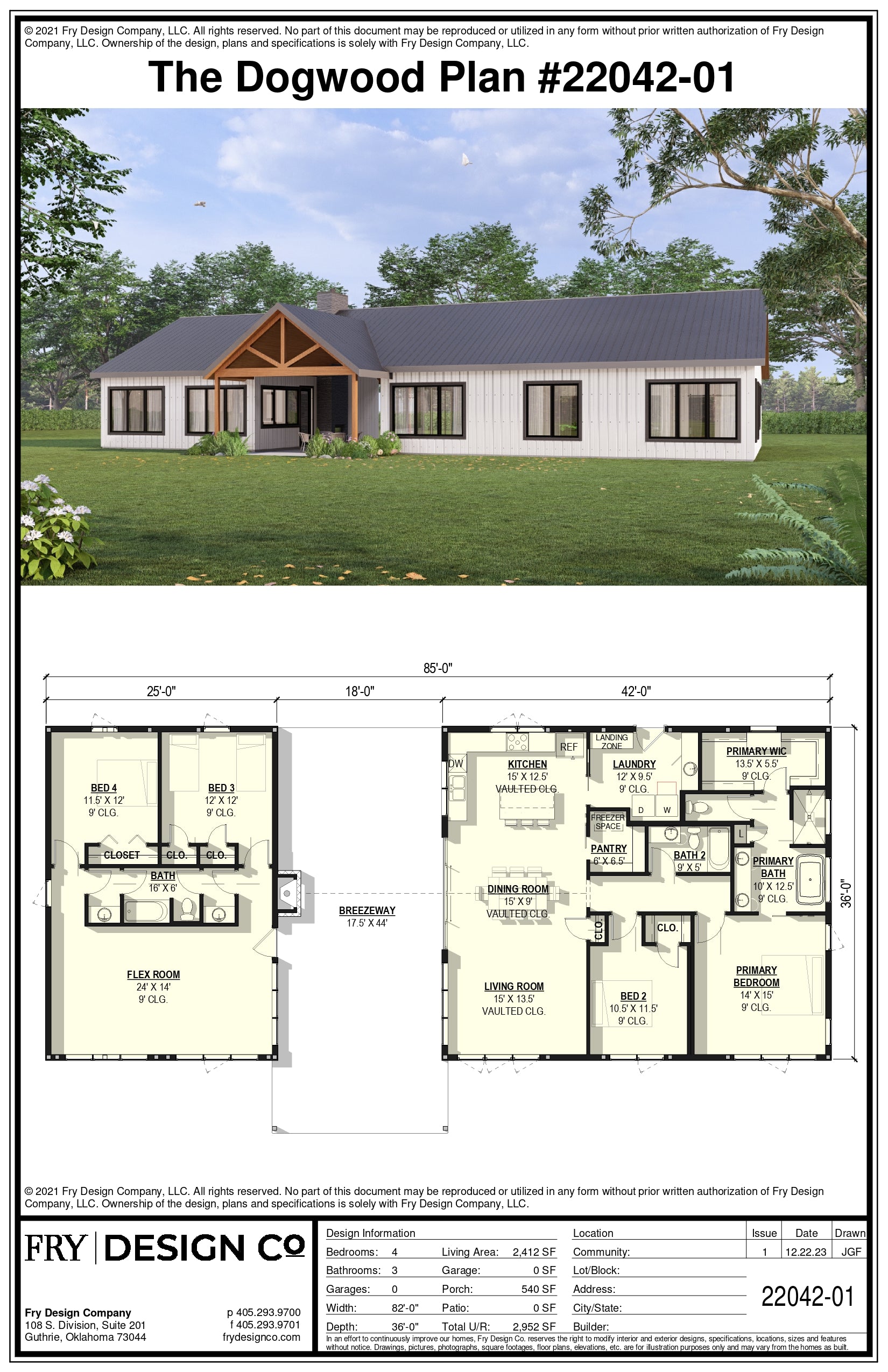 Dogwood Plan (4/3/0 2,412 SF)