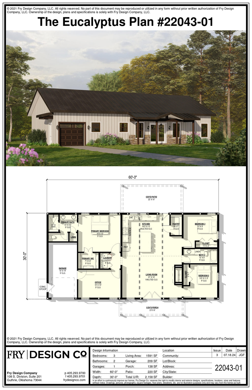 Eucalyptus Plan (3/2/1 1,591 SF)