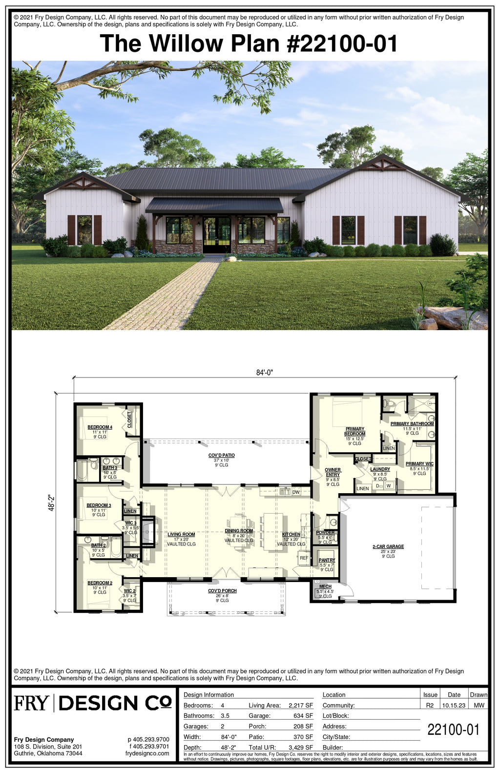 Willow Plan (4/3.5/2 2,217 SF)