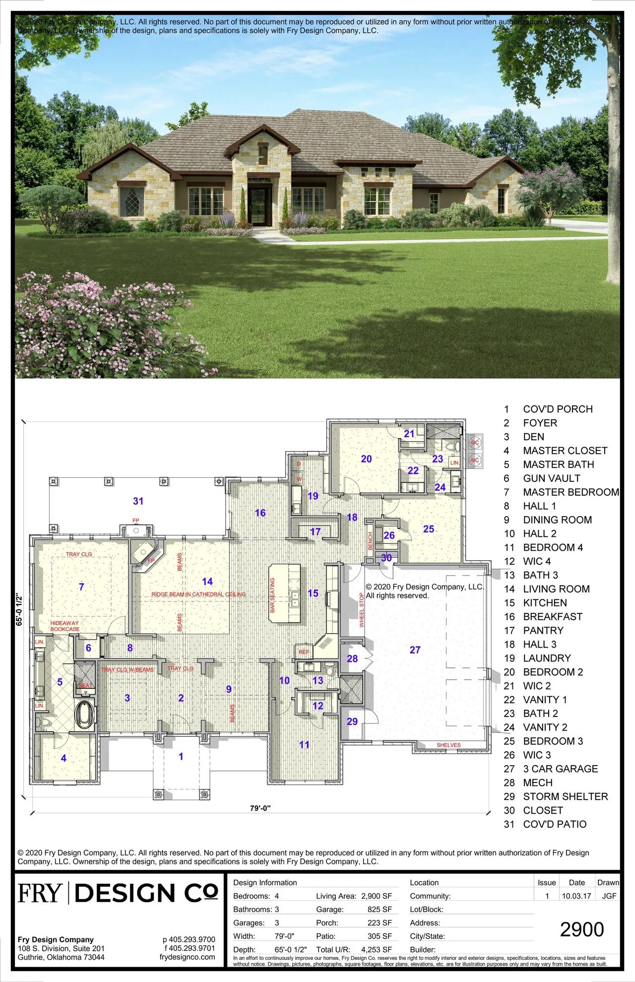 PLAN 2900 (4/3/3 2,900 SF)