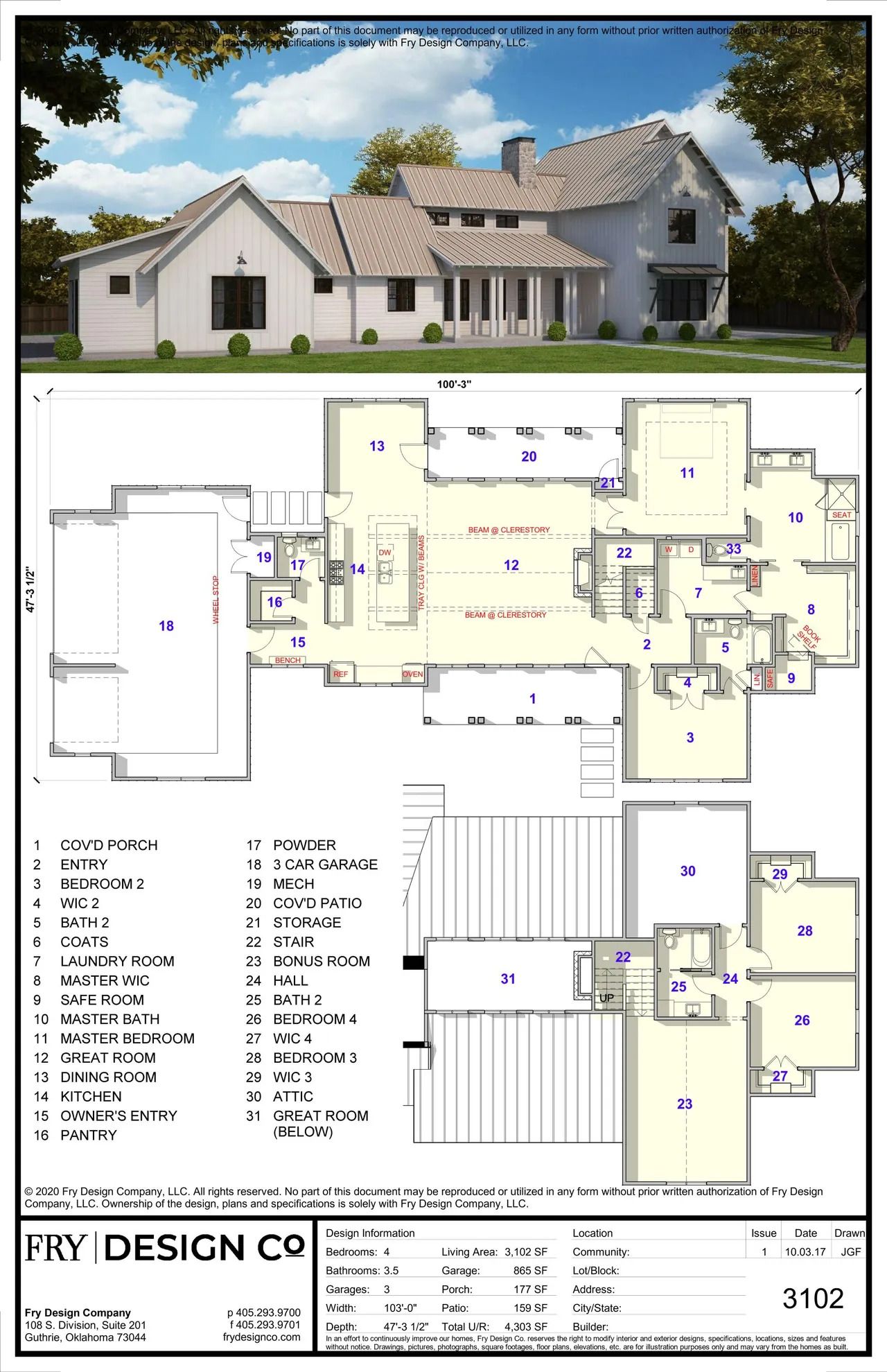 PLAN 3102 (4/3.5/3 3,102 SF)
