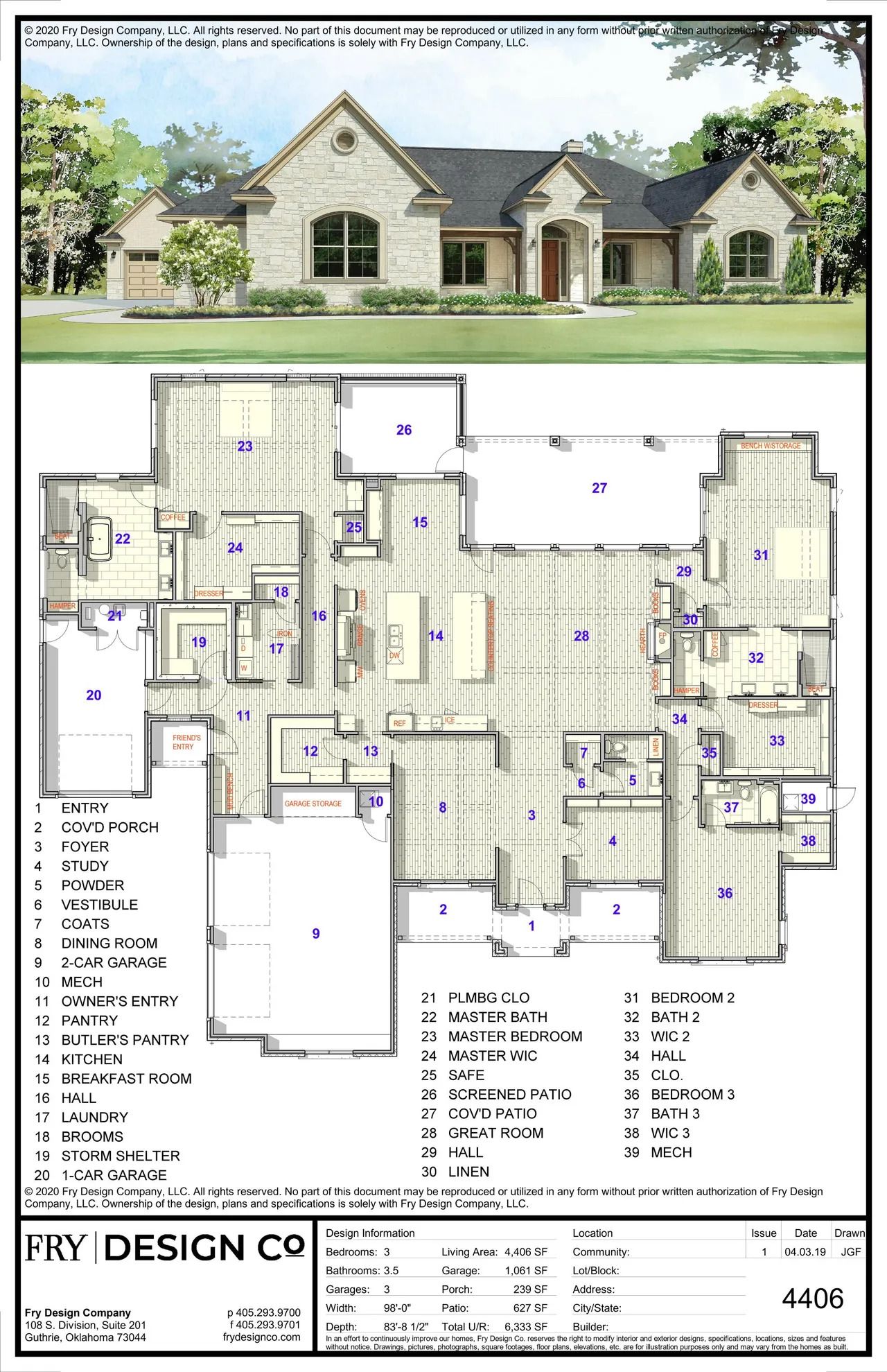 PLAN 4406 (4/3.5/3 4,406 SF)
