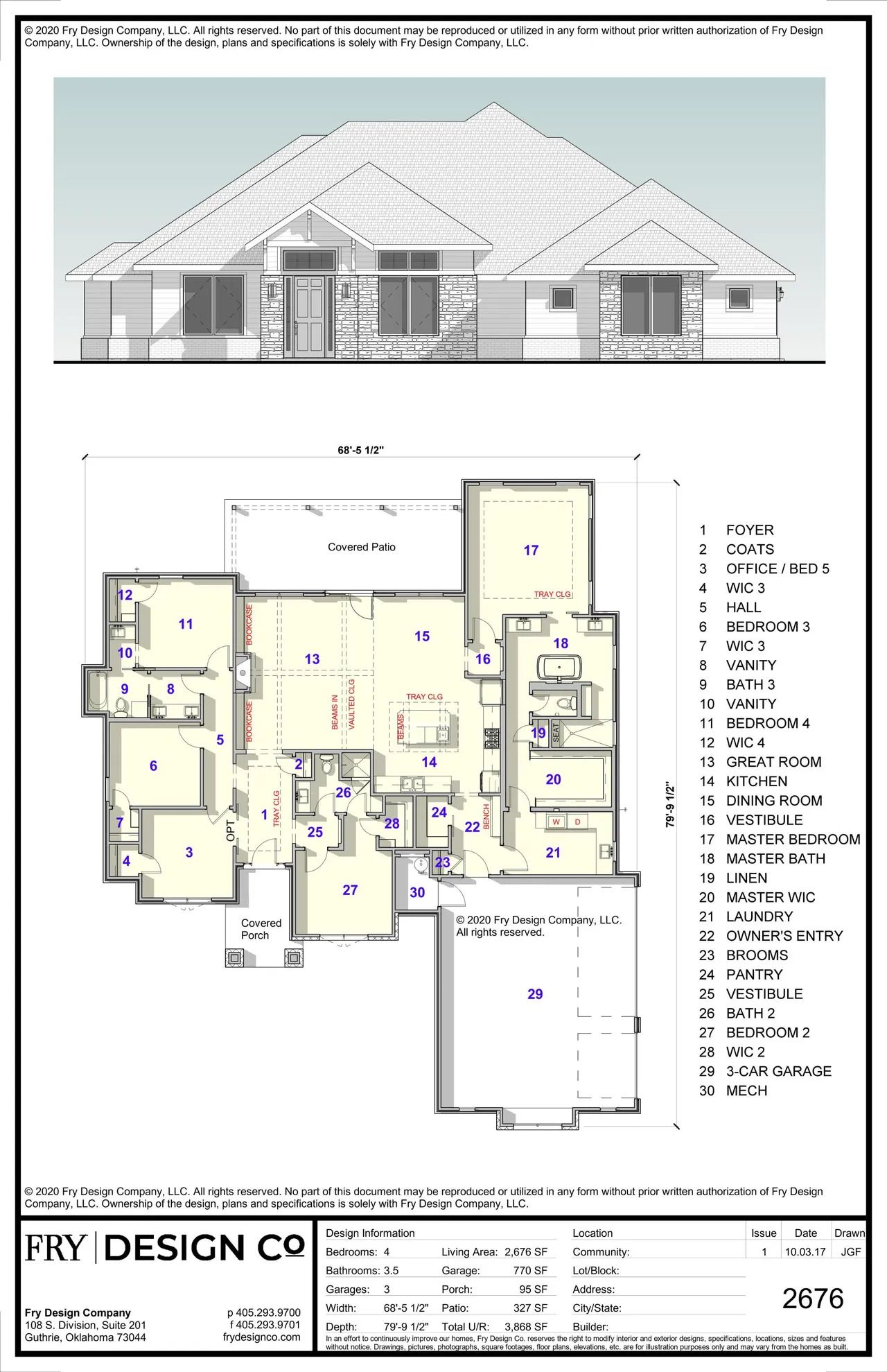 PLAN 2676 (5/3.5/3 2,676 SF)