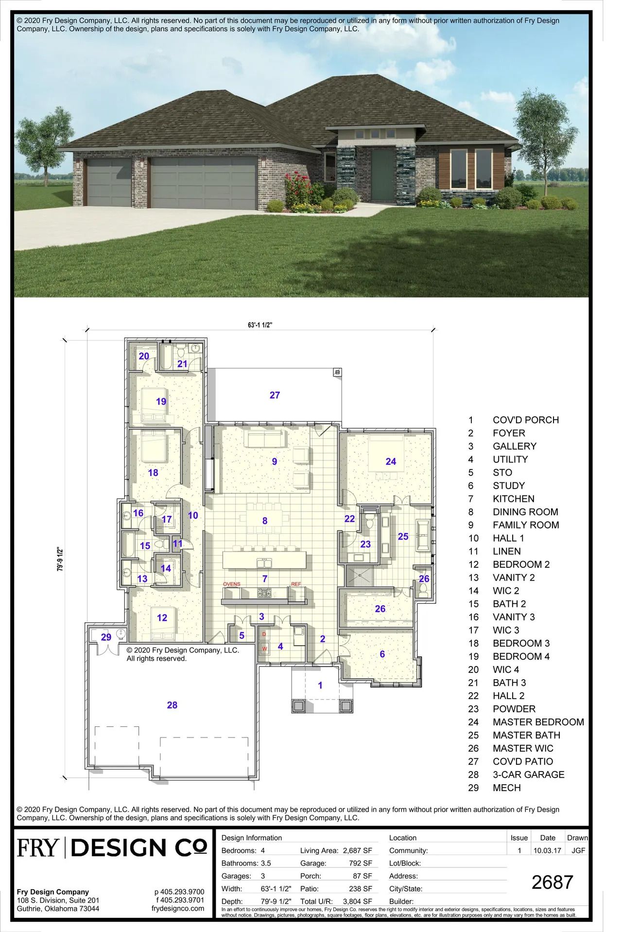 PLAN 2687 (4/3.5/3 2,687 SF)