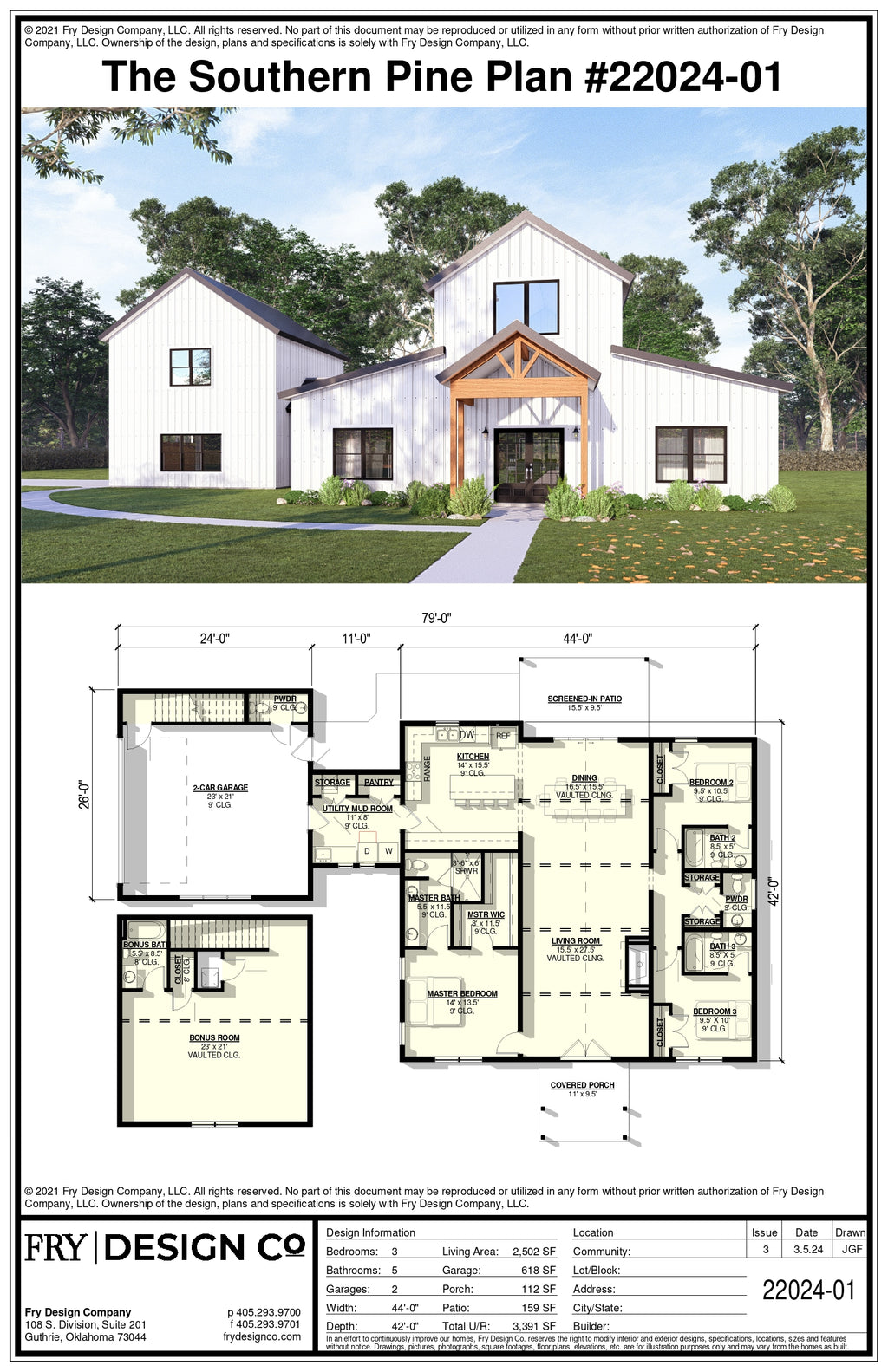Southern Pine Plan (3/5/2 2,502 SF)