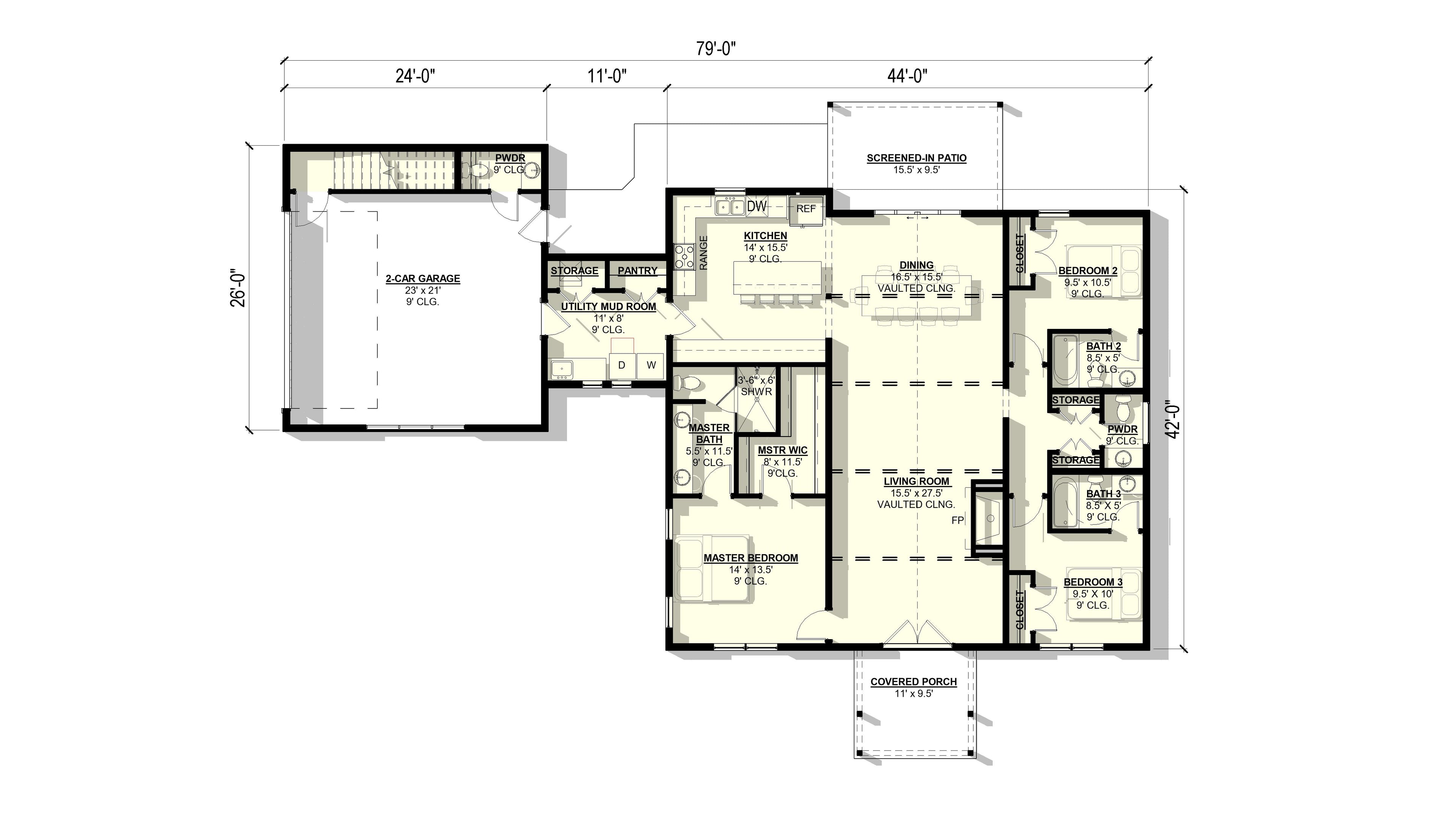 Southern Pine Plan (3/5/2 2,502 SF)
