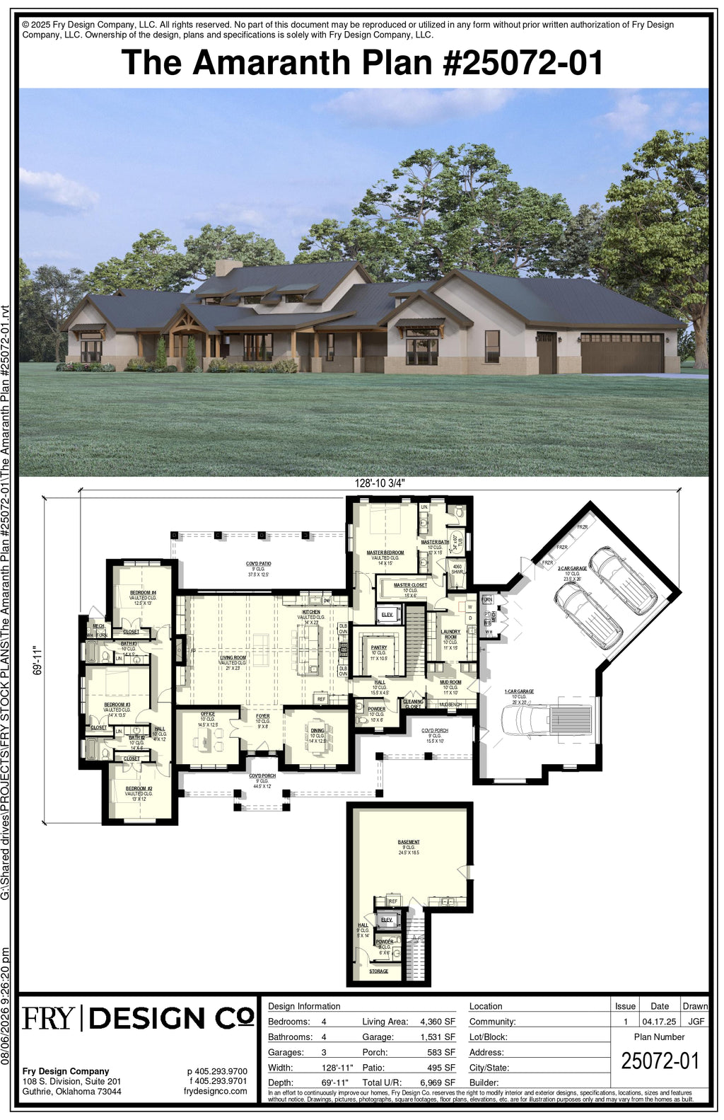 Amaranth Plan (4/4/3 4,360 SF)