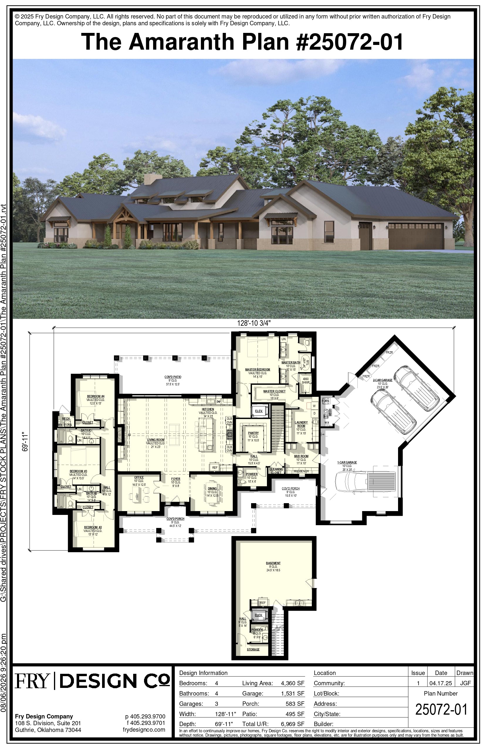 Amaranth Plan (4/4/3 4,360 SF)