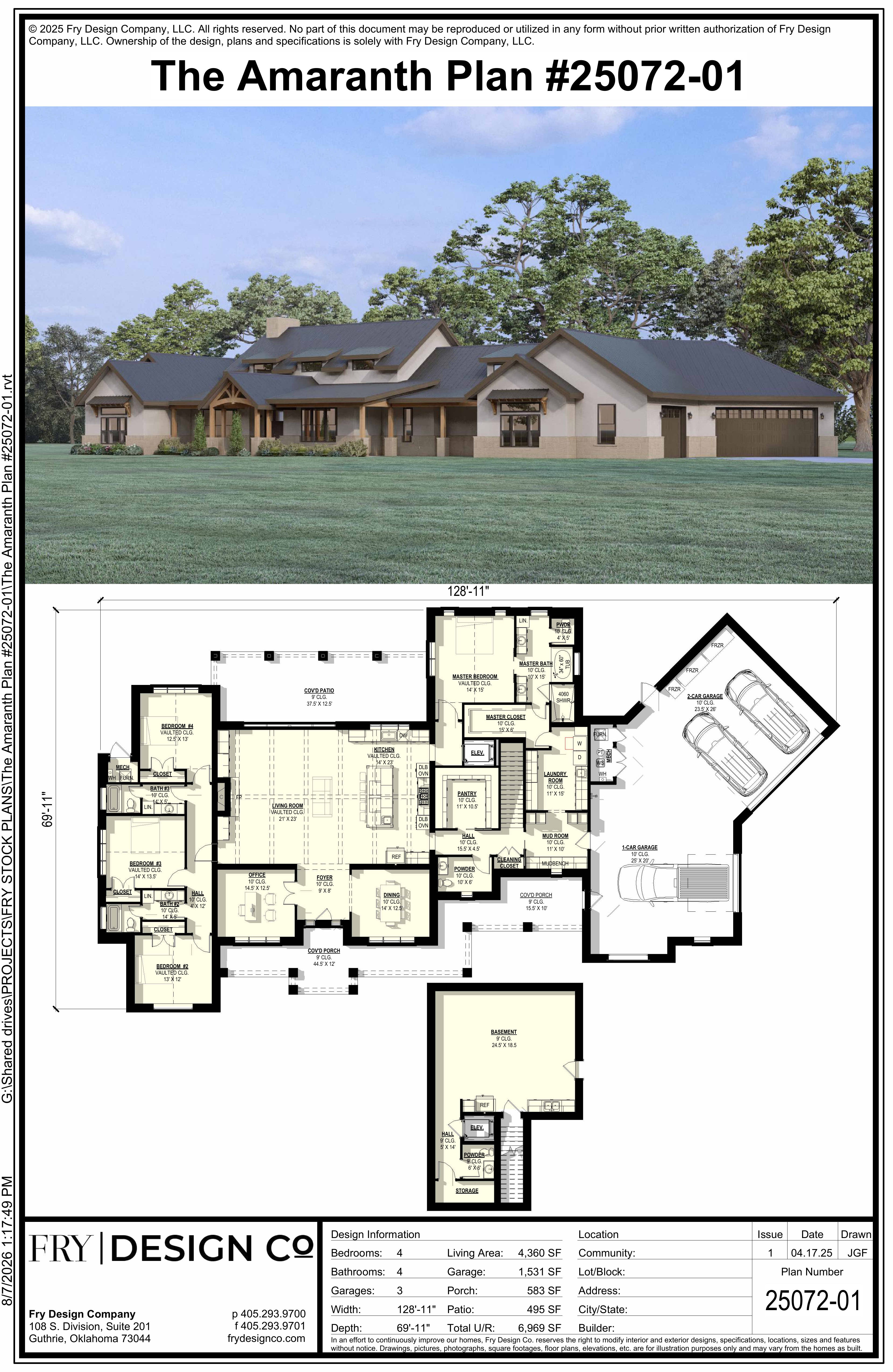 Amaranth Plan (4/4/3 4,360 SF)