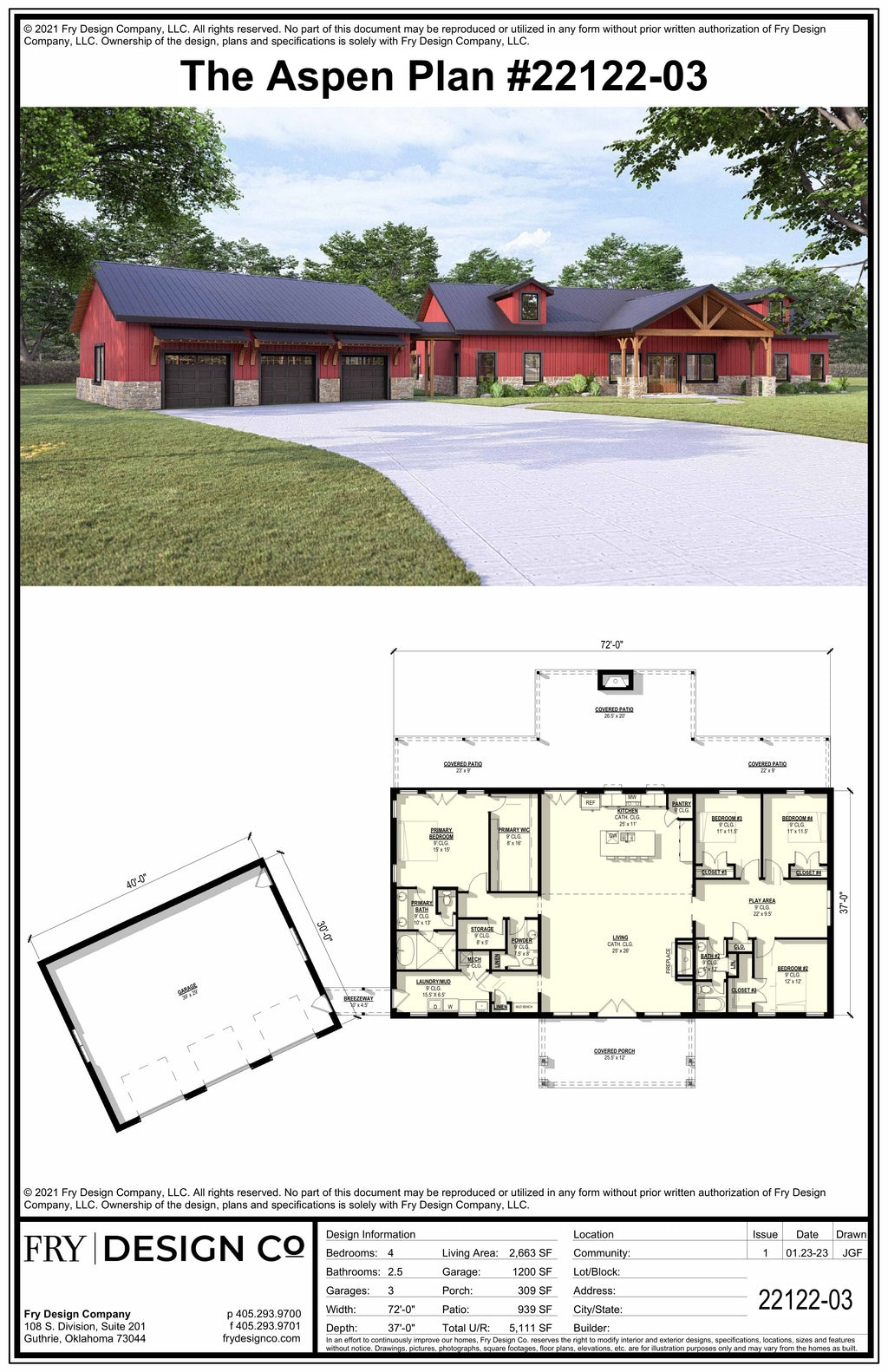 Aspen #3 Plan (4/2.5/3 2,663 SF)