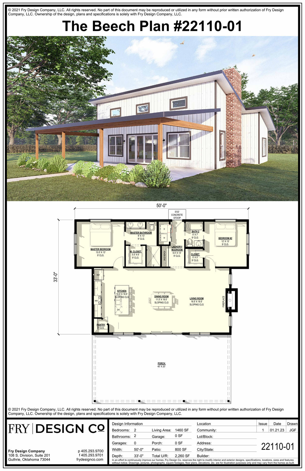 Beech #1 Plan (2/2/0 1,460 SF)
