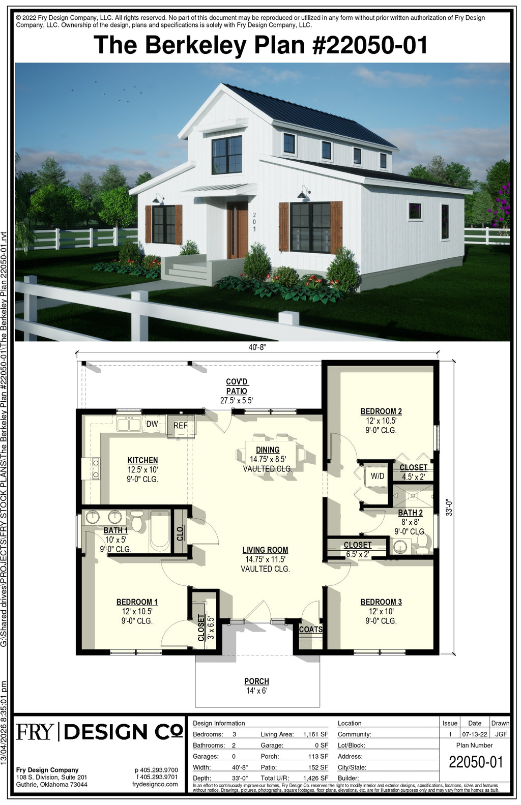 Berkeley Plan #1 (3/2/0 1,161 SF)