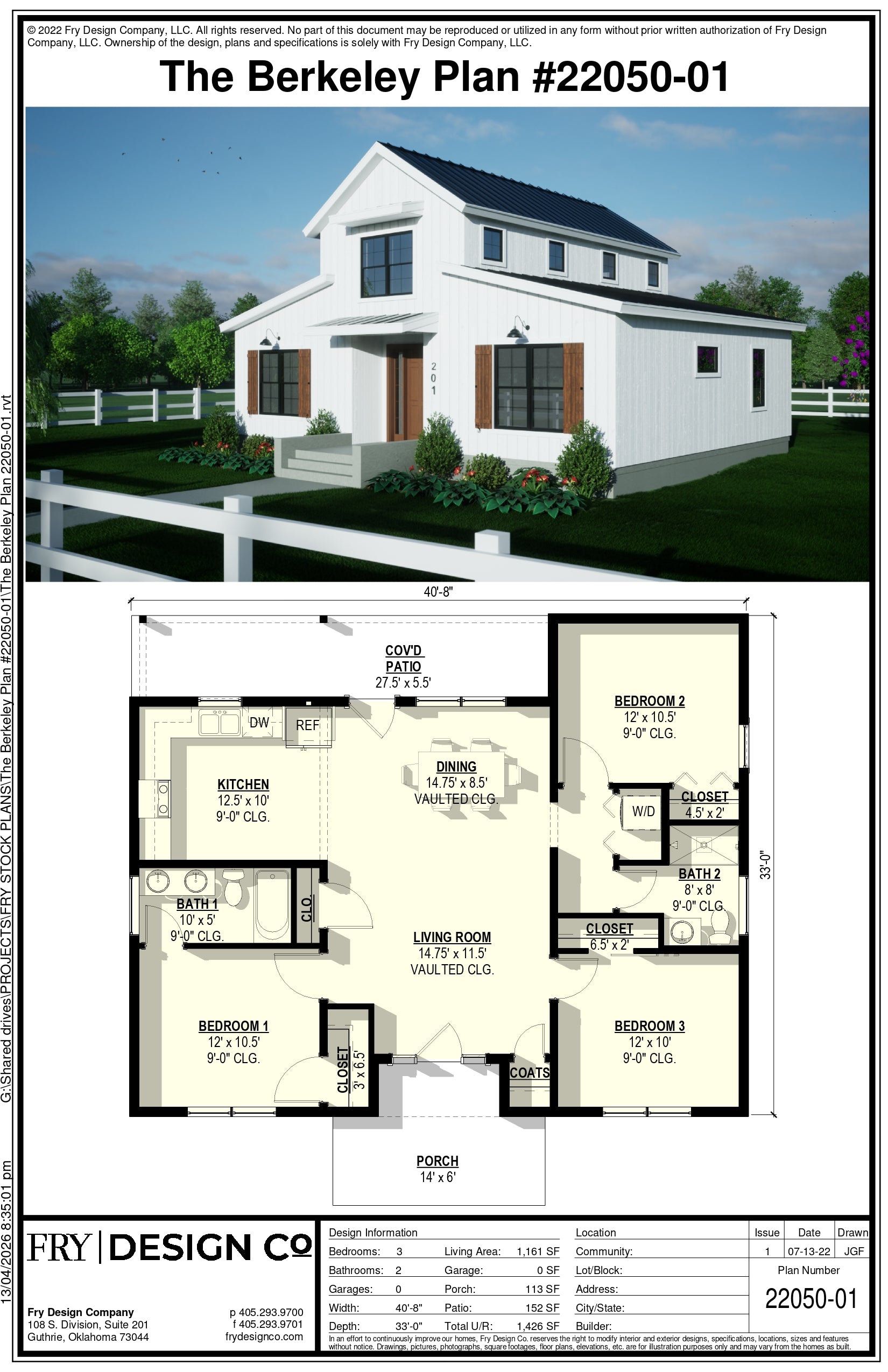 Berkeley Plan #1 (3/2/0 1,161 SF)