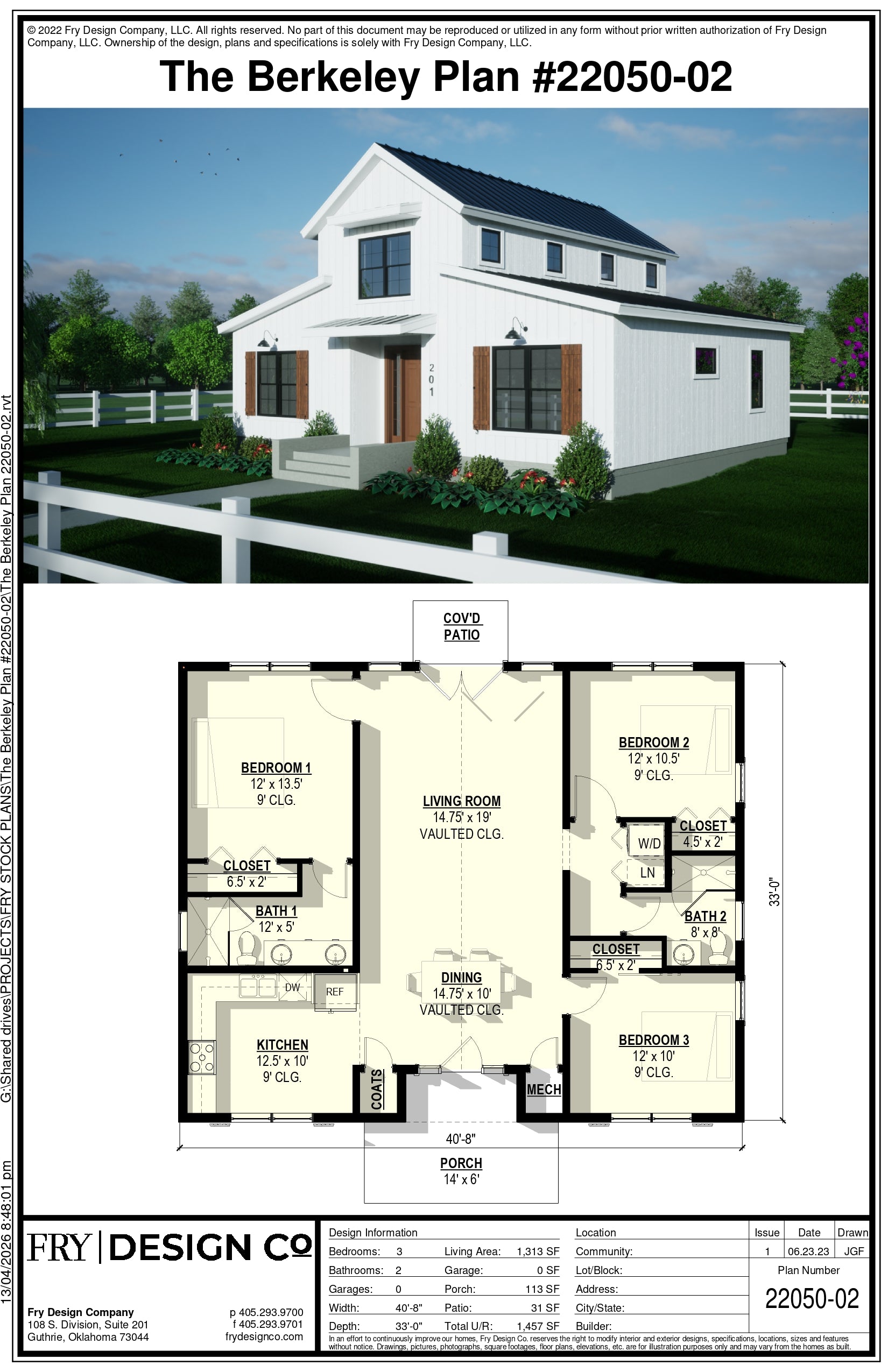 Berkeley Plan #2 (3/2/0 1,313 SF)