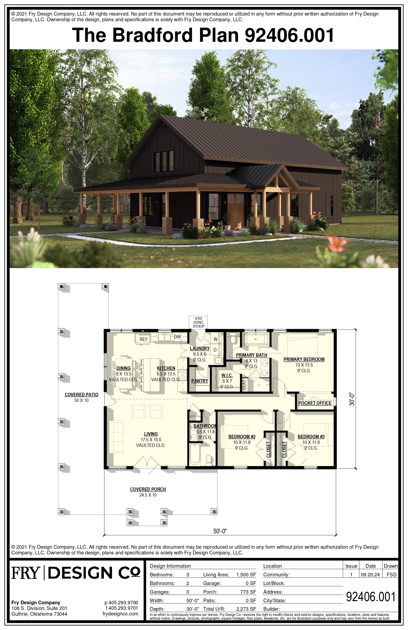 Bradford Plan (3/2/0 1,500 SF)
