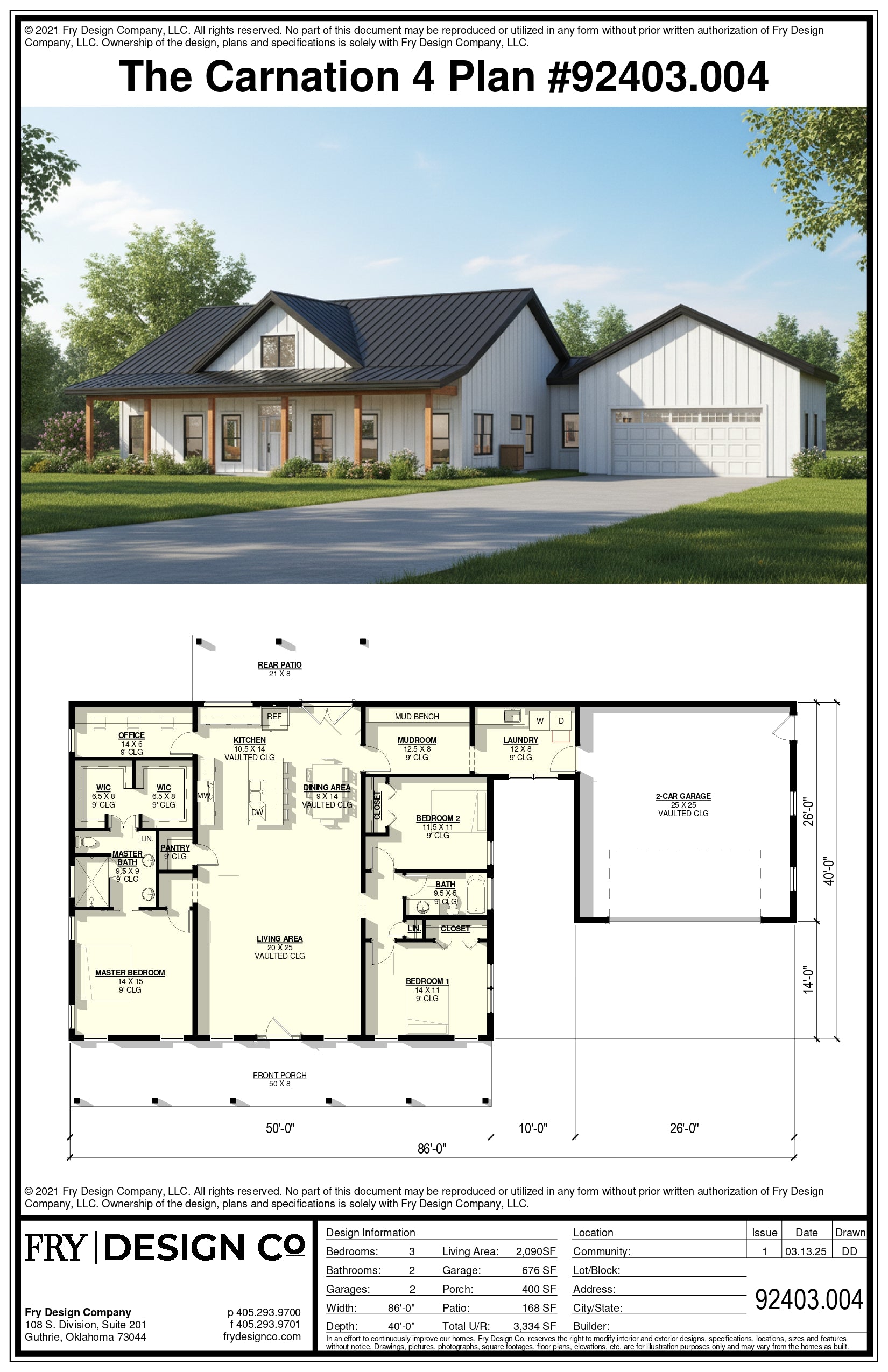 Carnation 4 Plan (3/2/2 2,090 SF)