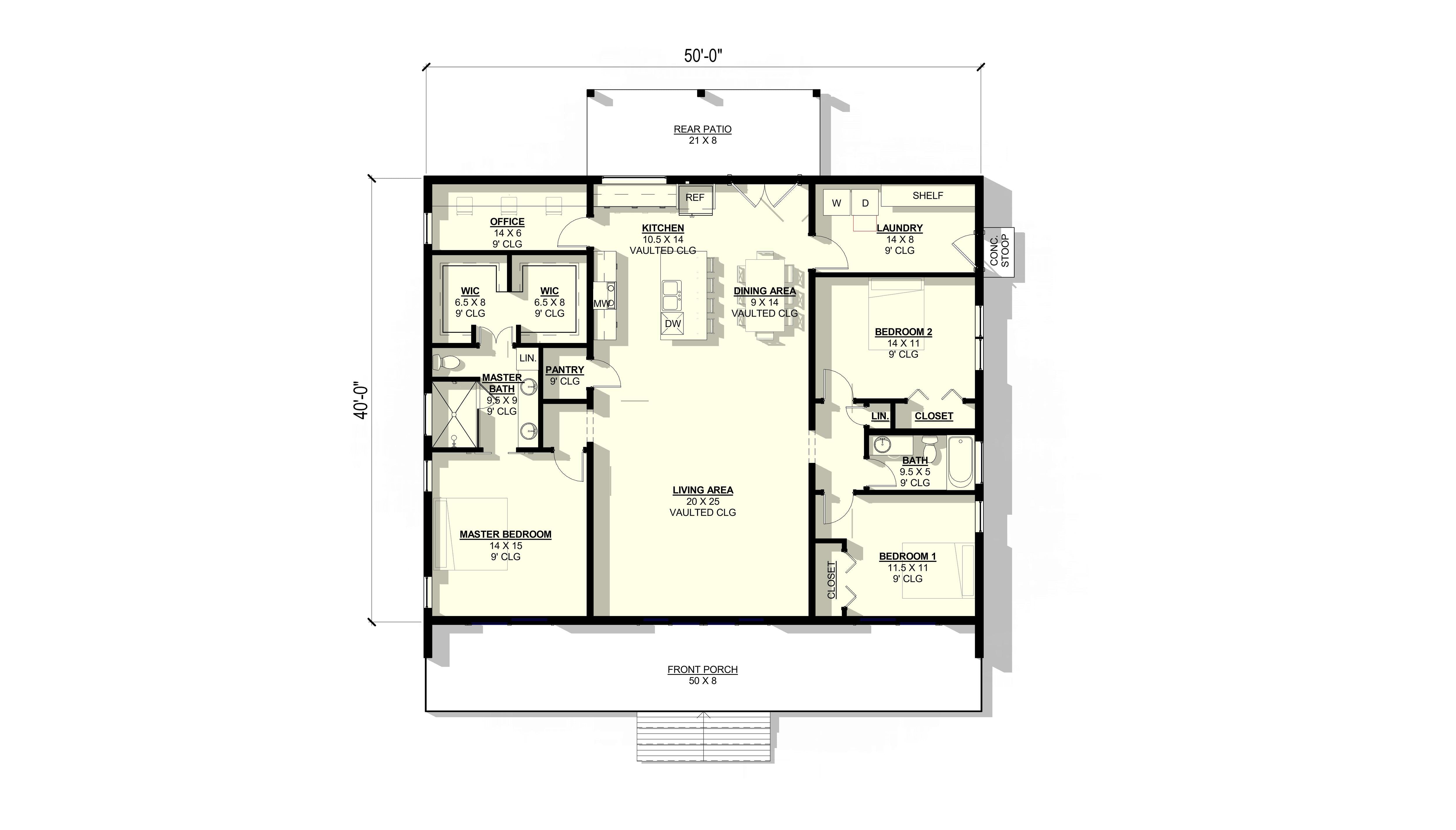 Carnation 1 Plan (3/2/0 2,000 SF)