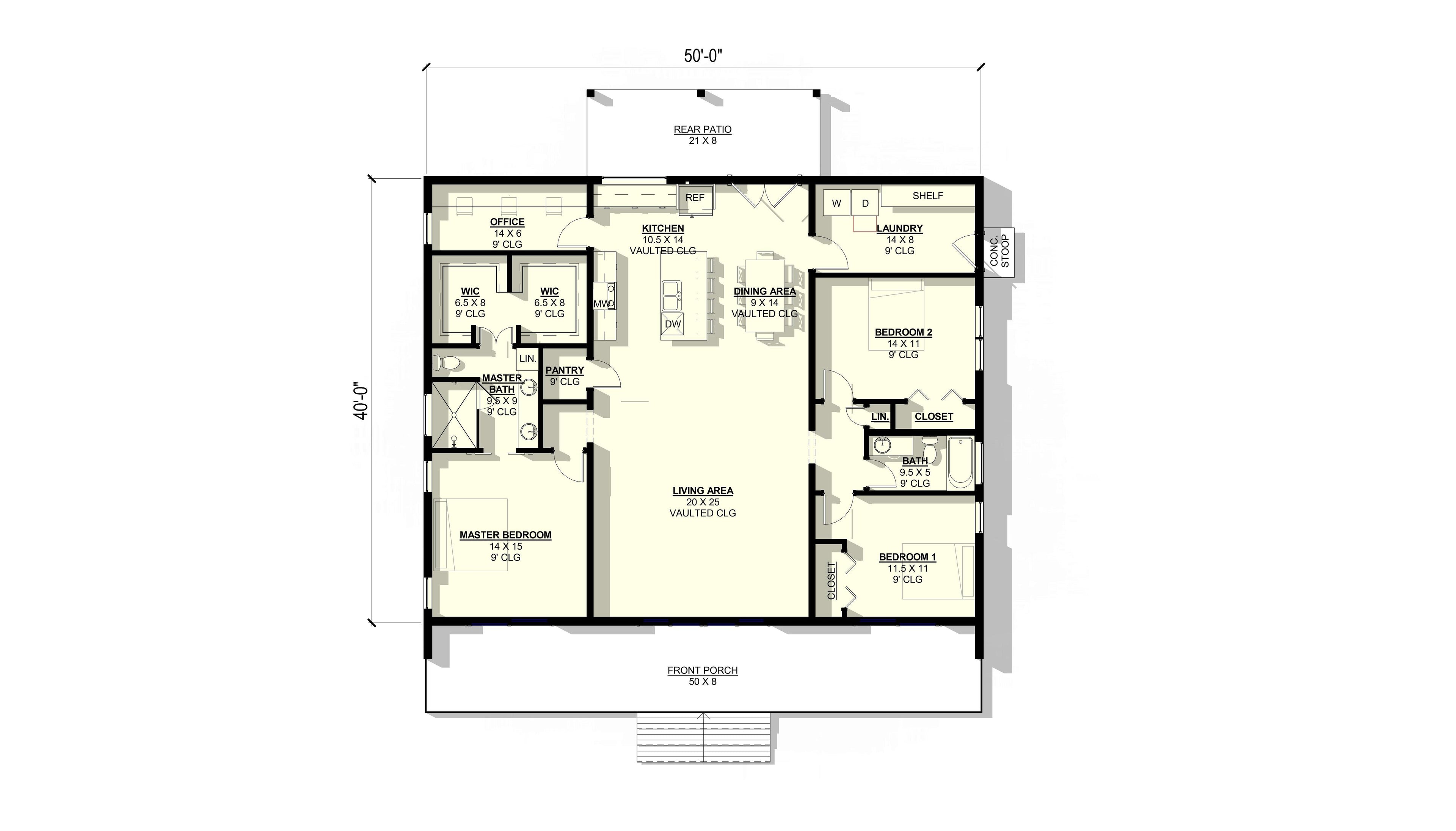Carnation 1 Plan (3/2/0 2,000 SF)