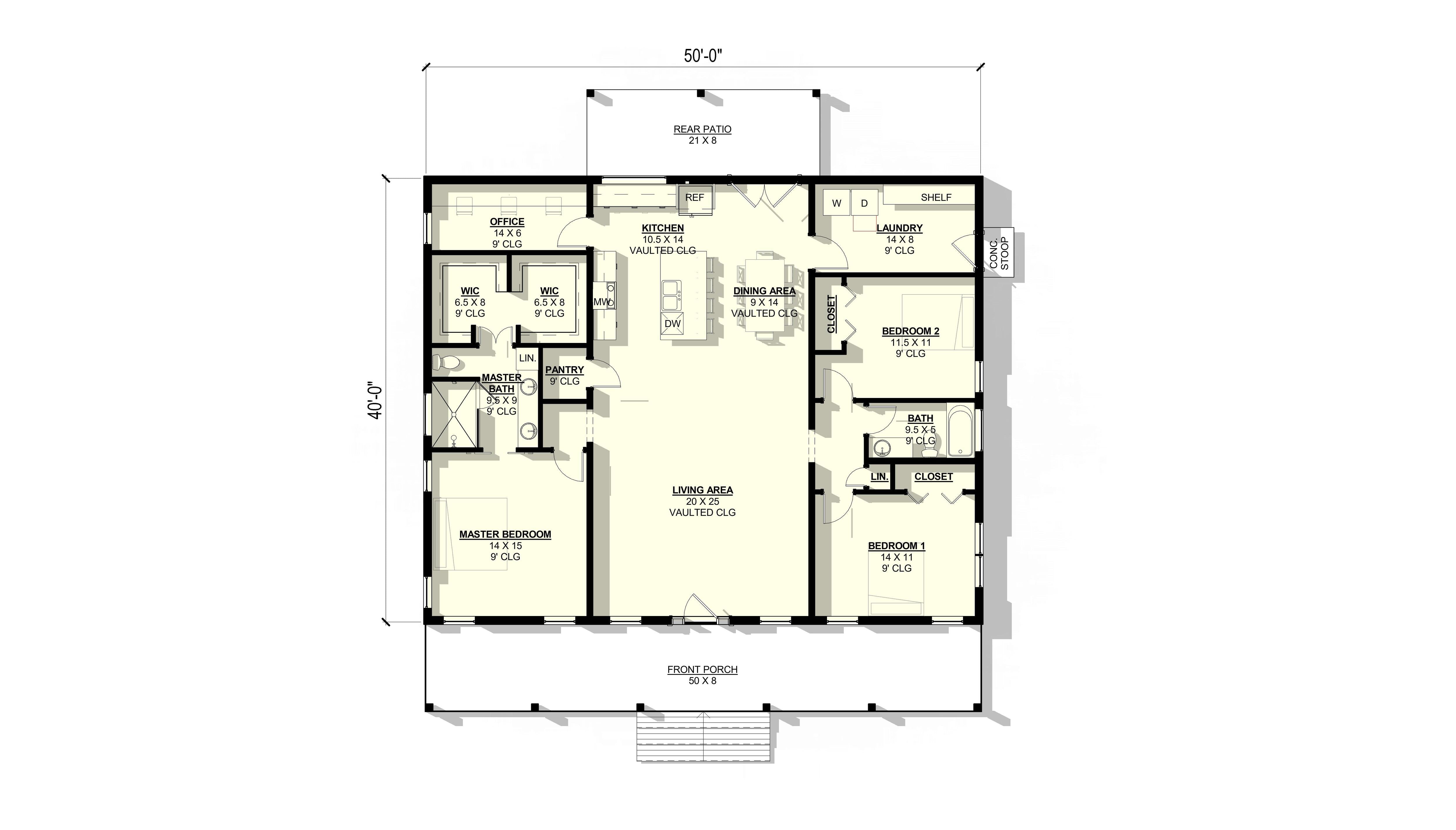 Carnation 2 Plan (3/2/0 2,000 SF)