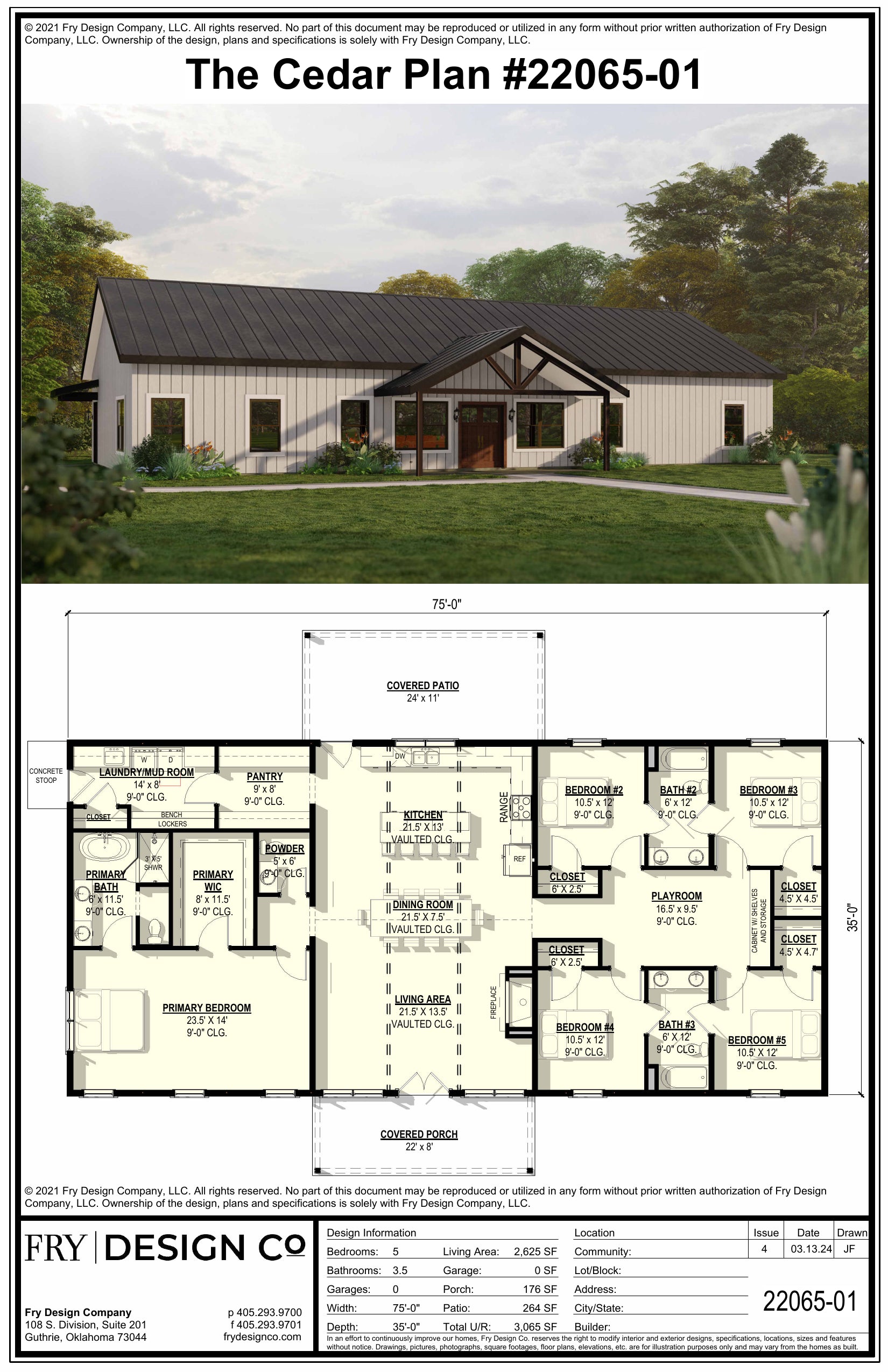 Cedar #1 Plan (5/3.5/0 2,625 SF)