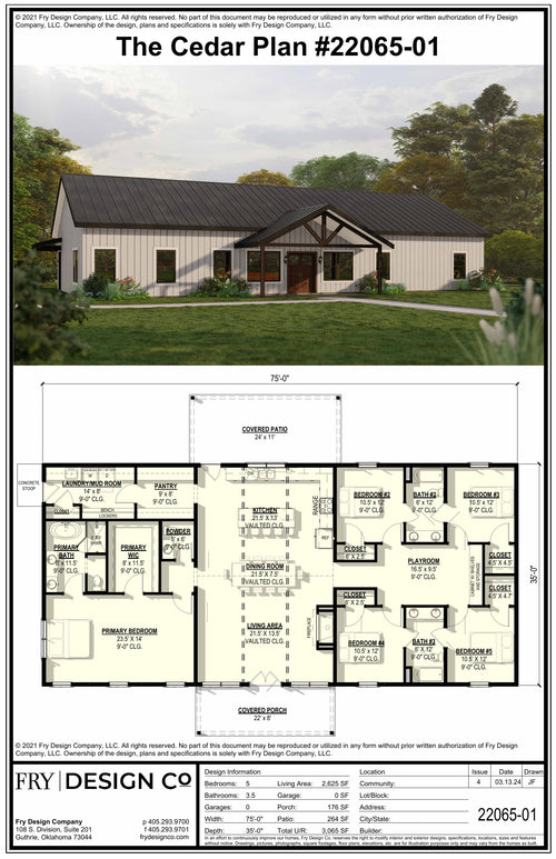 Cedar #1 Plan (5/3.5/0 2,625 SF)