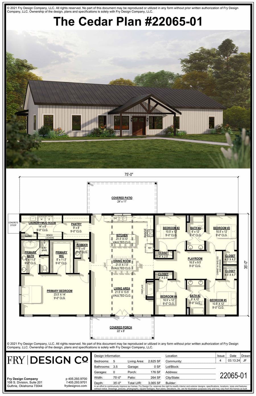 Cedar #1 Plan (5/3.5/0 2,625 SF)