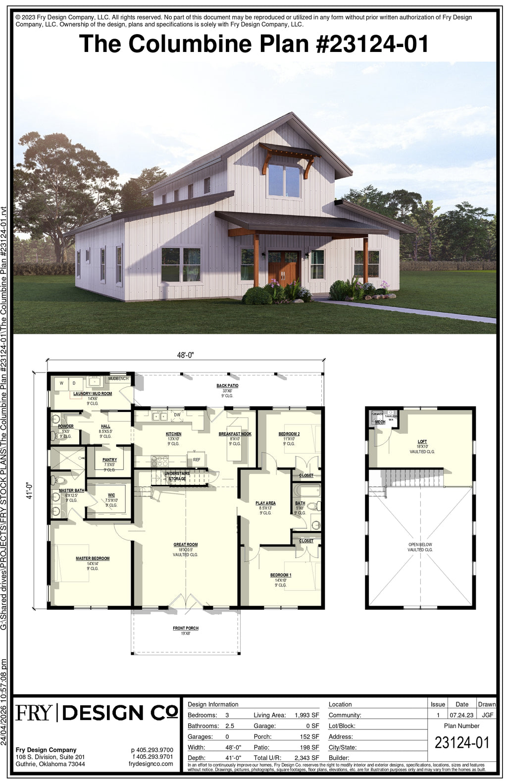 Columbine Plan (3/2.5/0 1,993 SF)
