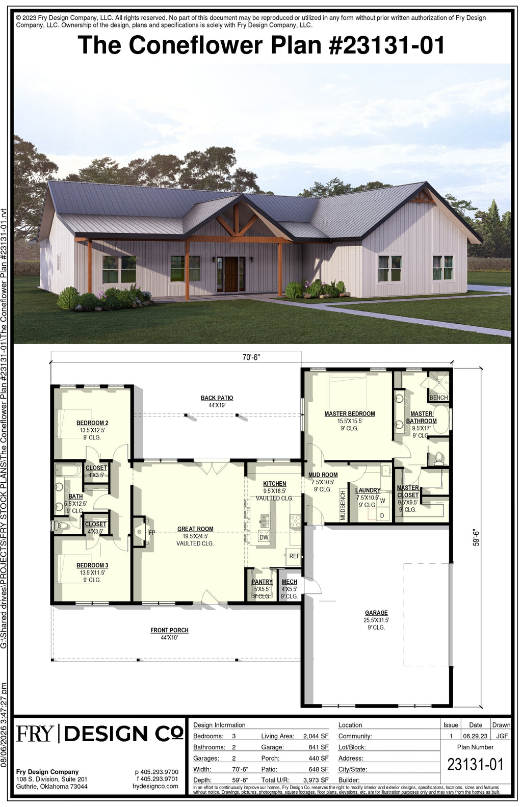 Coneflower Plan (3/2/2 2,044 SF)