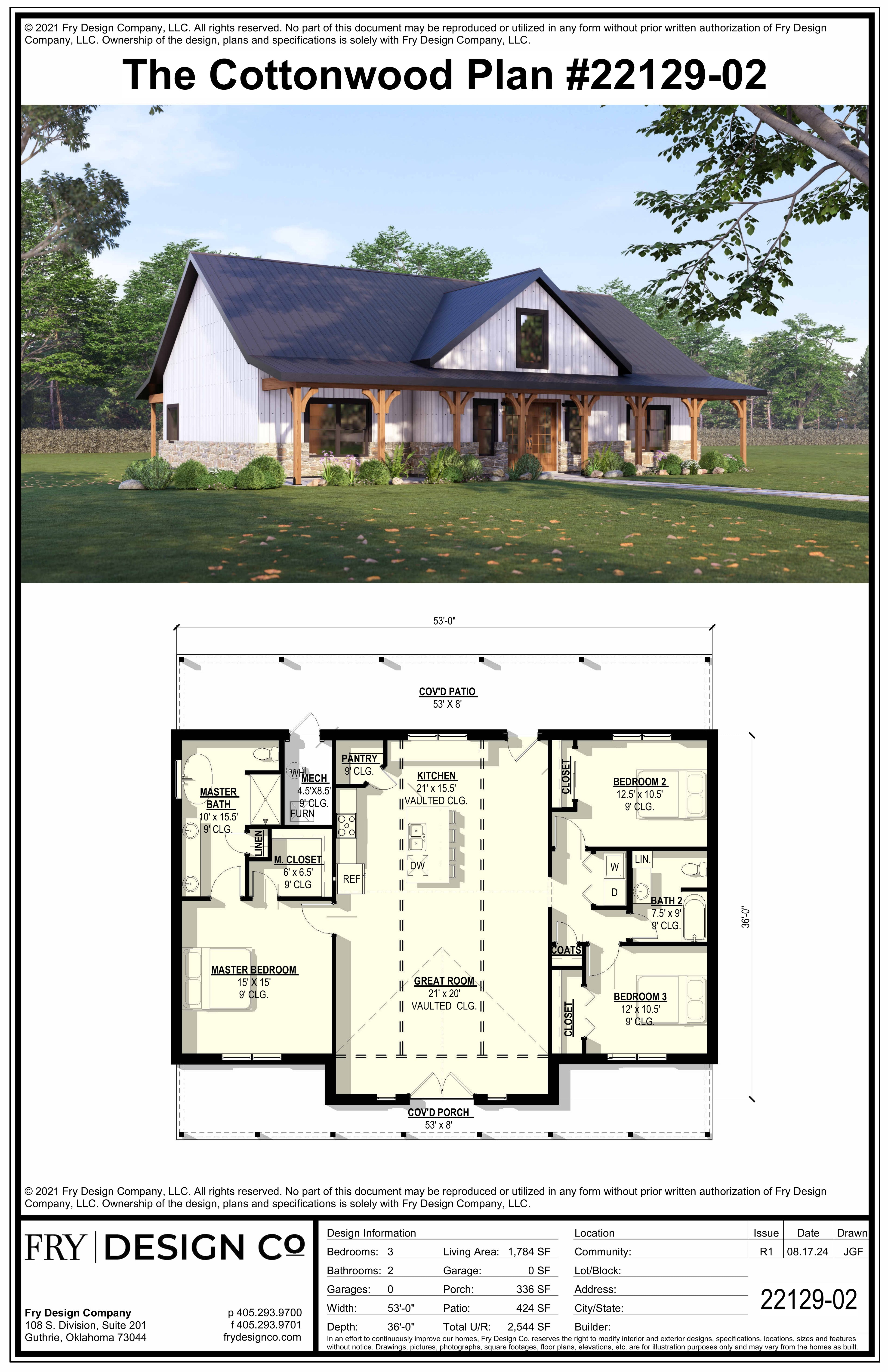 Cottonwood #2 Plan (3/2/0 1,784 SF)