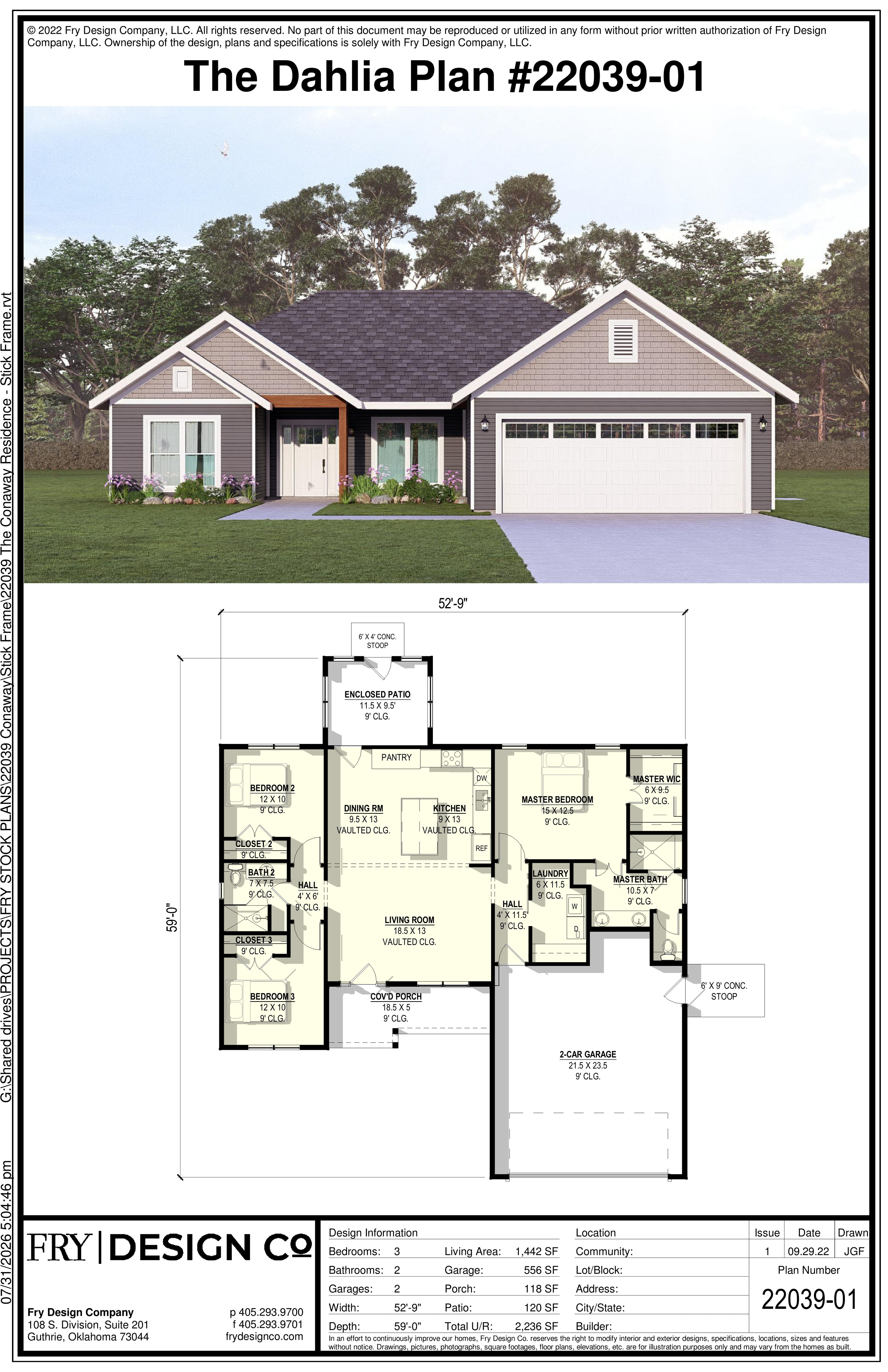 Dahlia #1 Plan (3/2/2 1,442 SF)