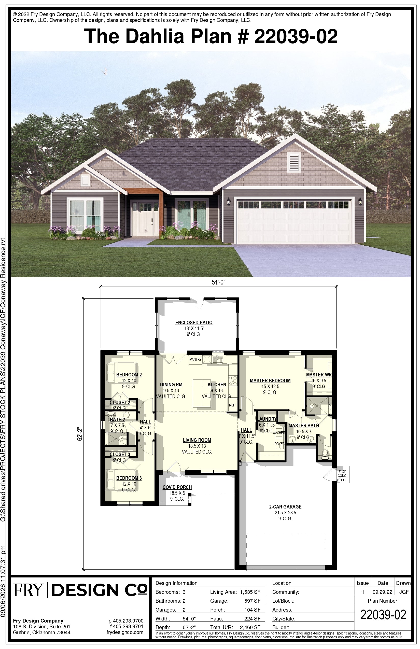 Dahlia 2 Plan (3/2/2 1,535 SF)