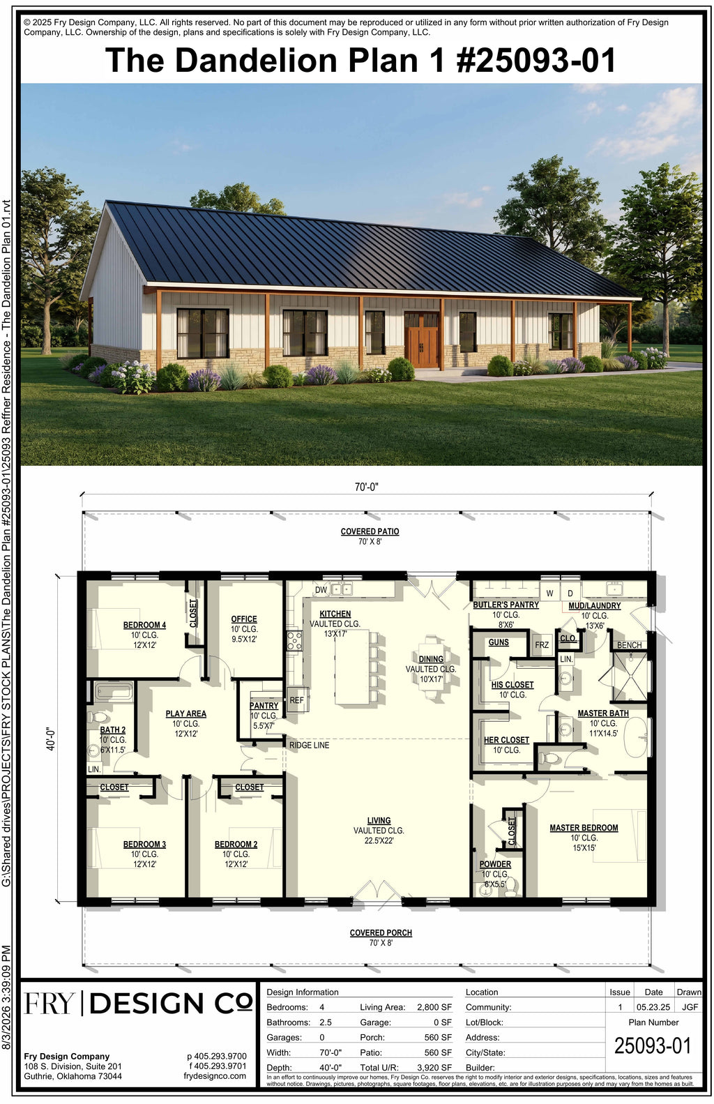 Dandelion #1 Plan (4/2.5/0 2,800 SF)