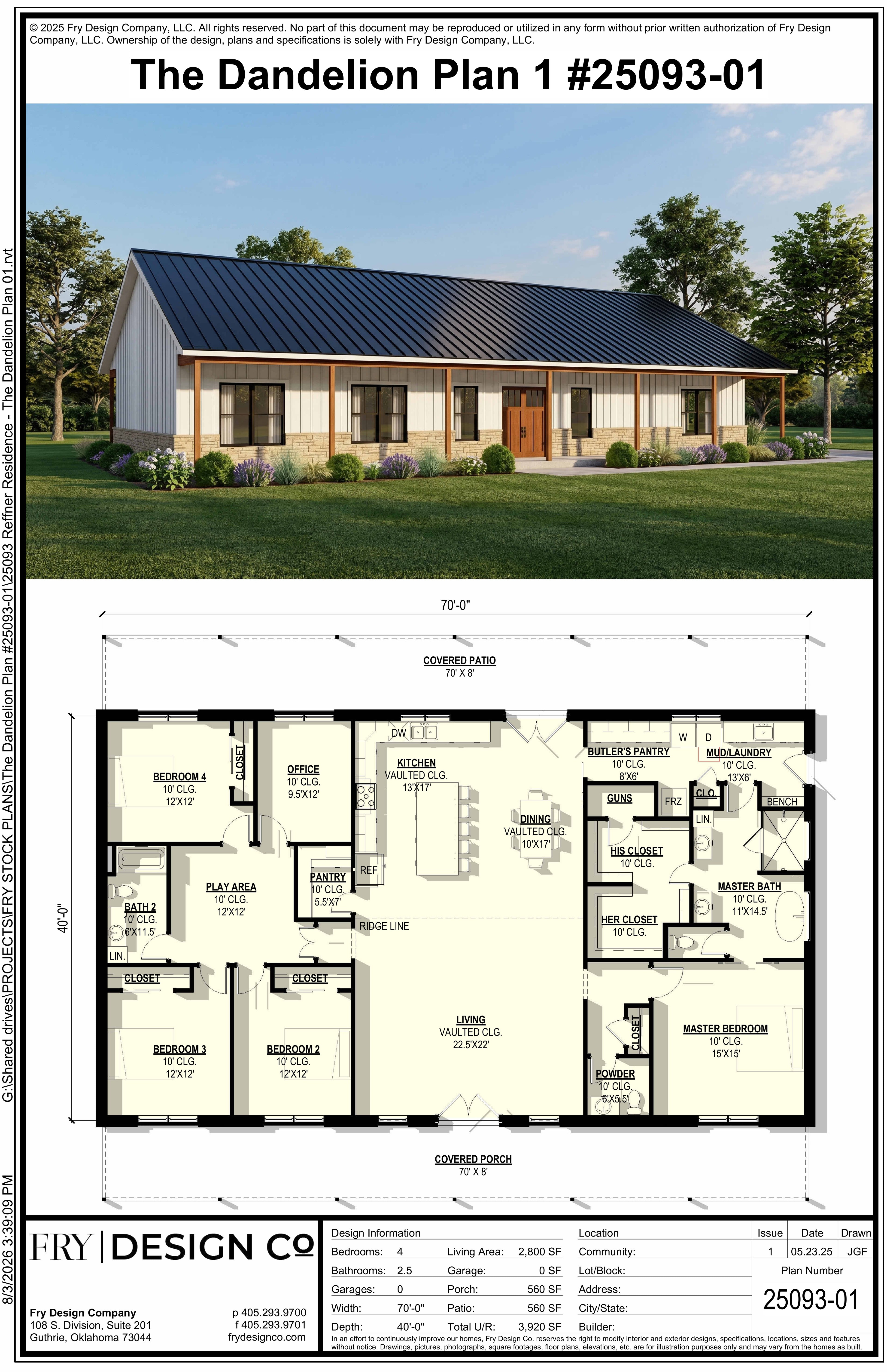 Dandelion #1 Plan (4/2.5/0 2,800 SF)