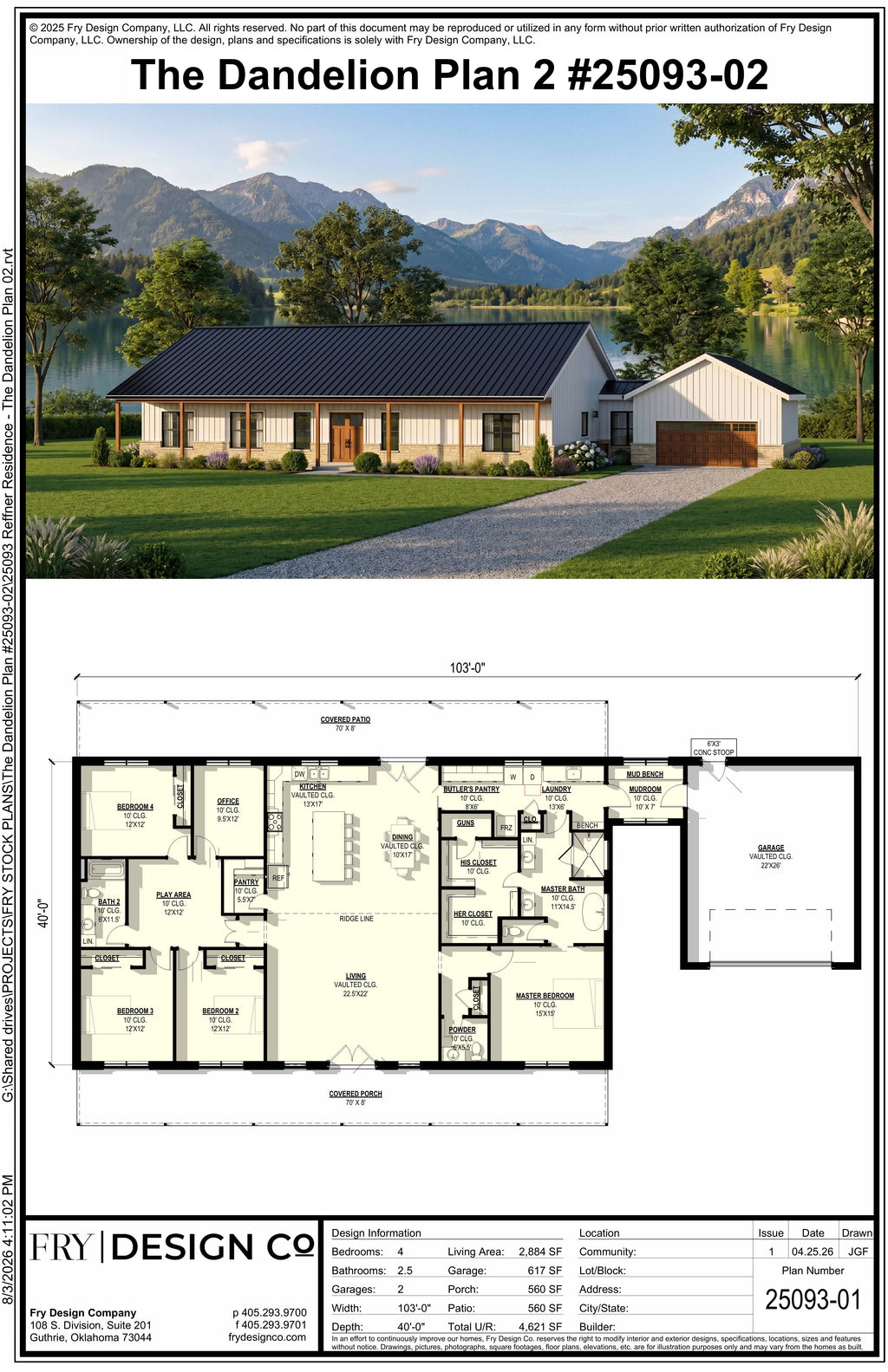 Dandelion #2 Plan (4/2.5/2 2,884 SF)
