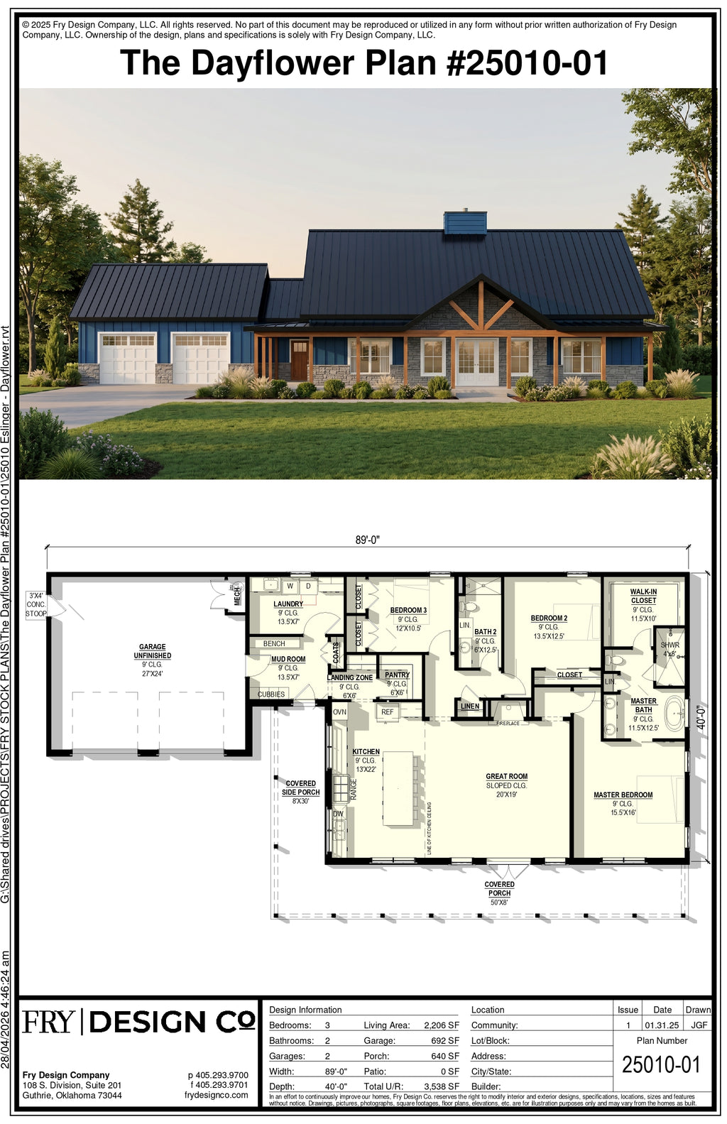 Dayflower Plan (3/2/2 2,206 SF)