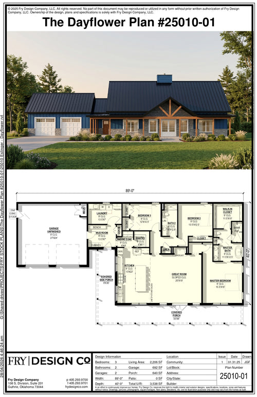 Dayflower Plan (3/2/2 2,206 SF)