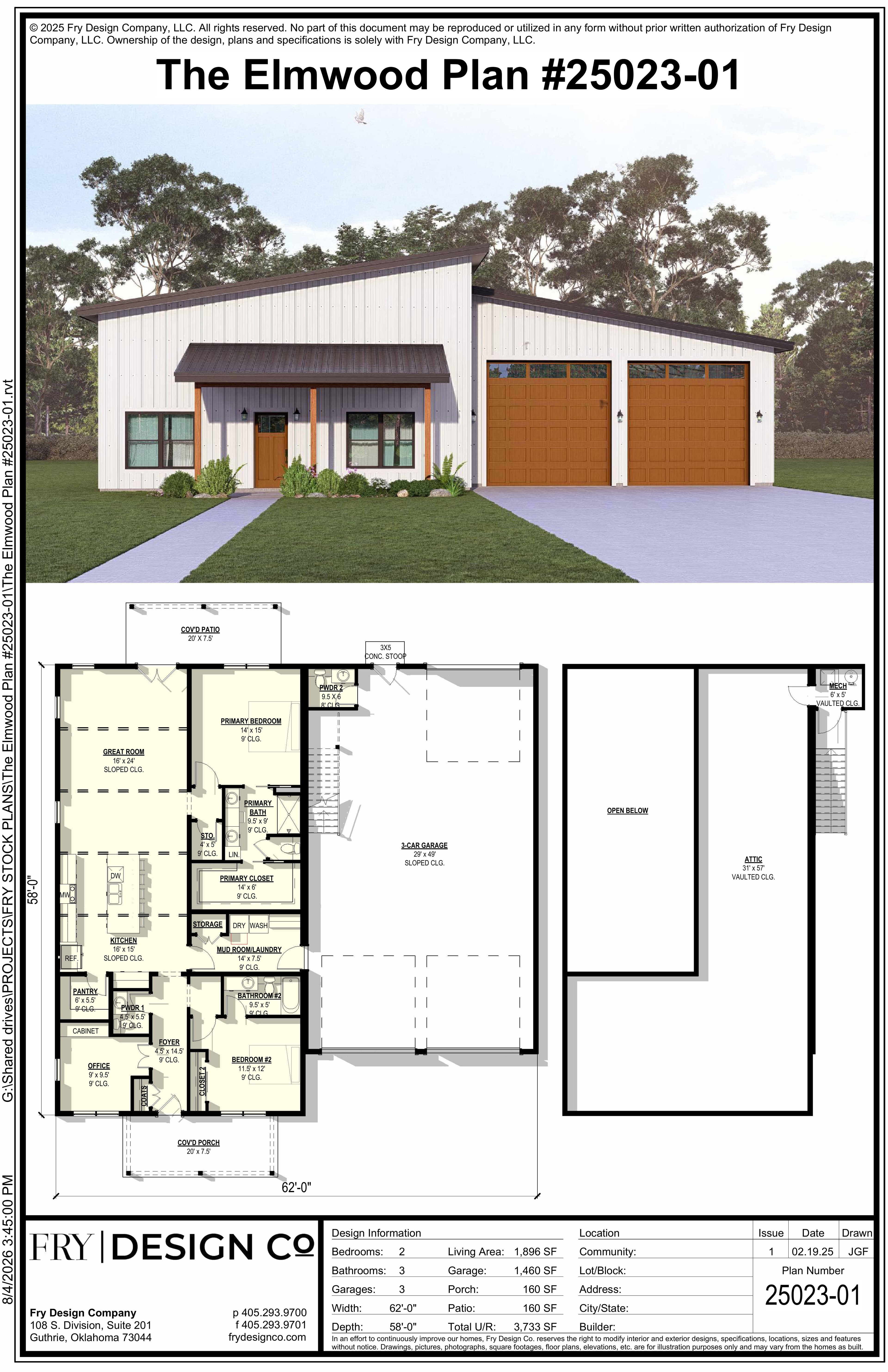 Elmwood Plan (2/3/3 1,896 SF)