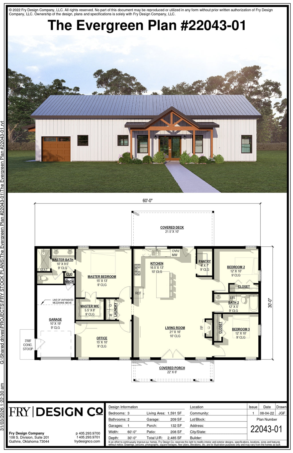 Evergreen Plan (3/2/1 1,591 SF)