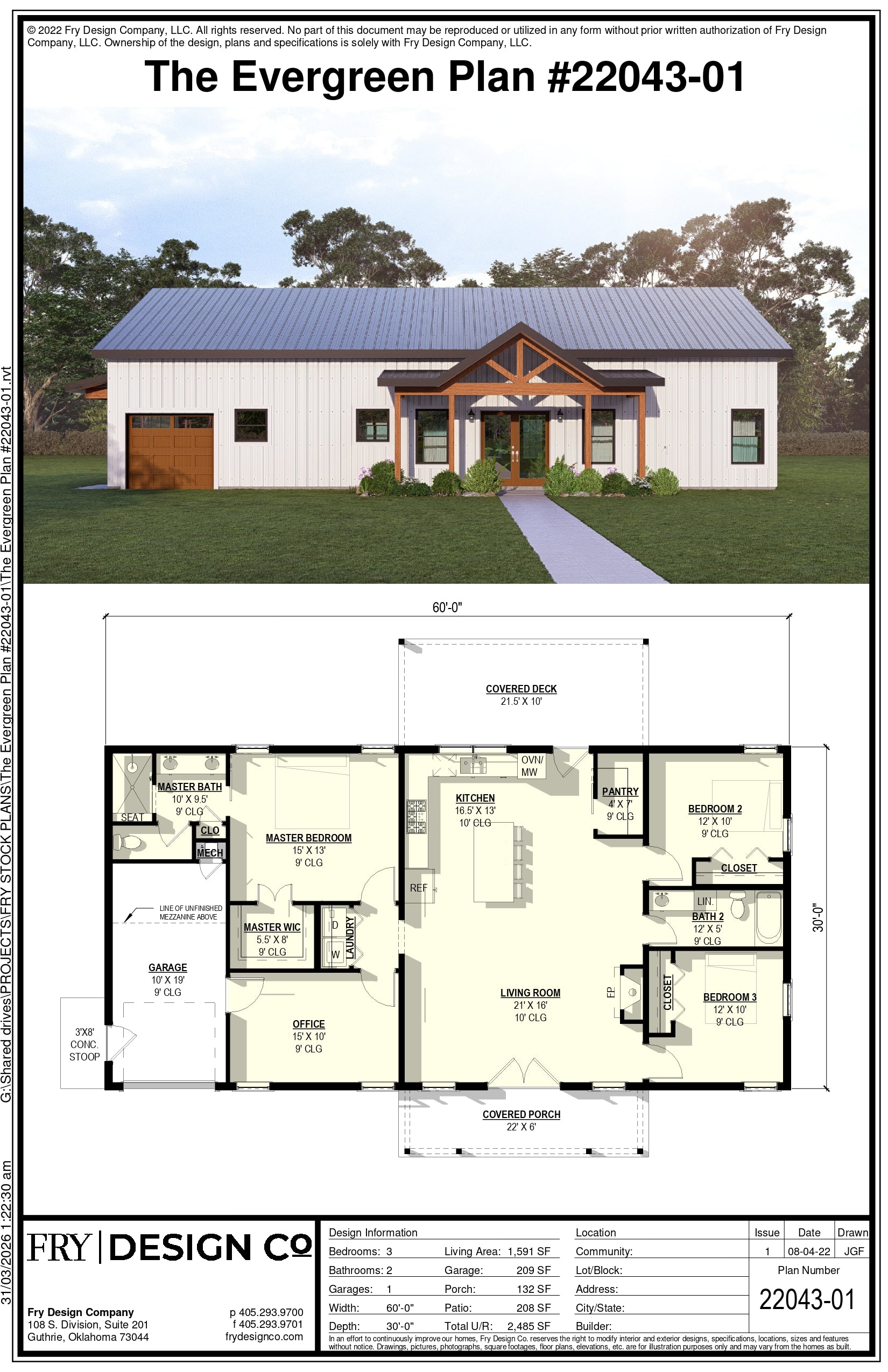 Evergreen Plan (3/2/1 1,591 SF)