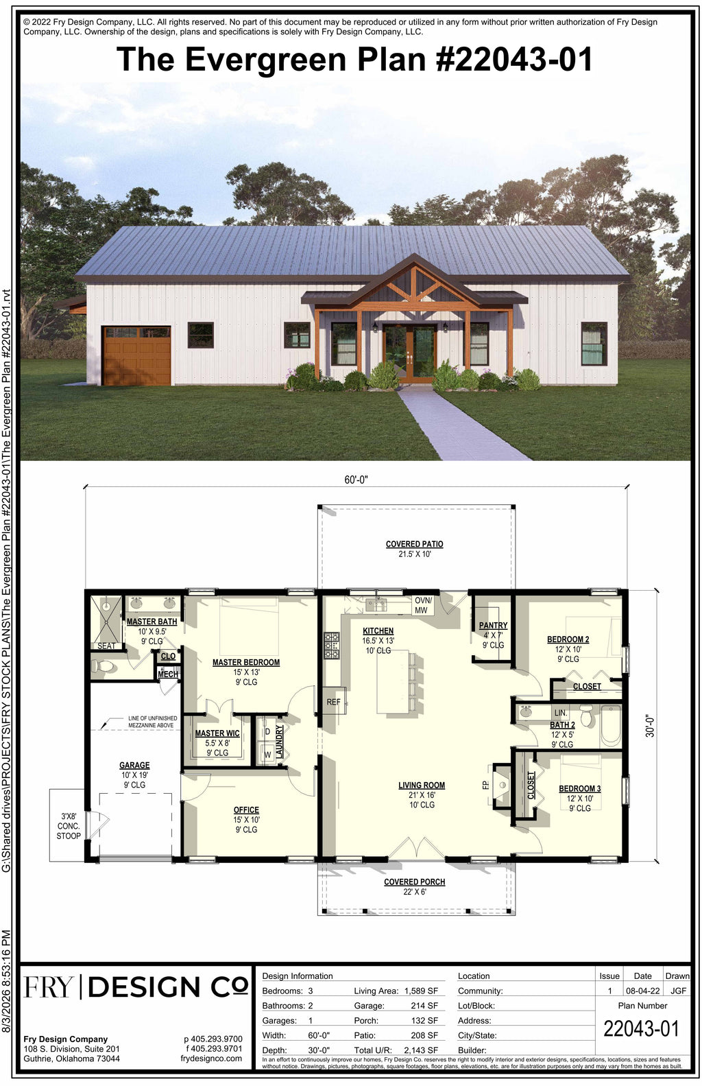 Evergreen Plan (3/2/1 1,589 SF)