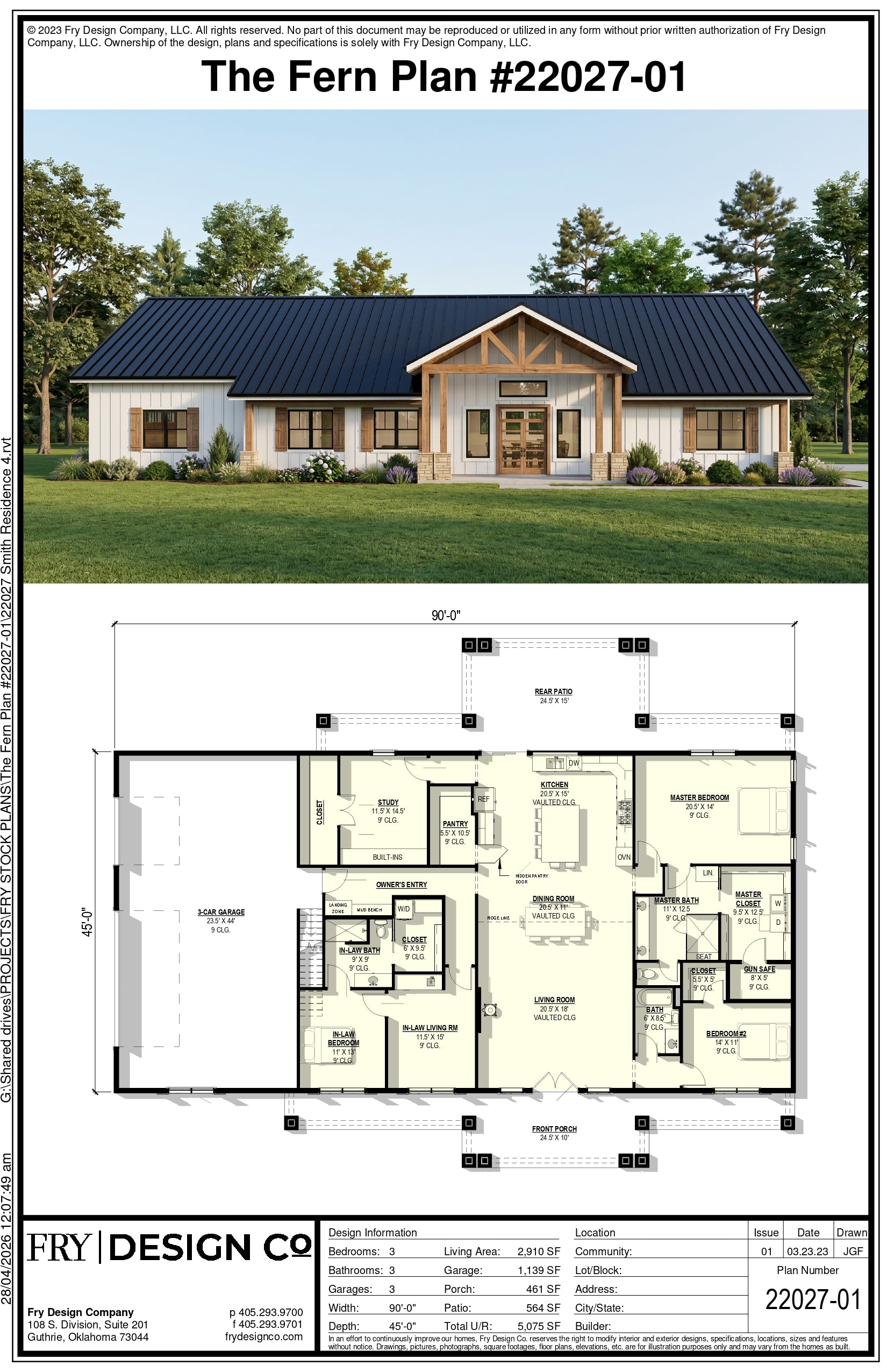 Fern Plan (3/3/3 2,910 SF)