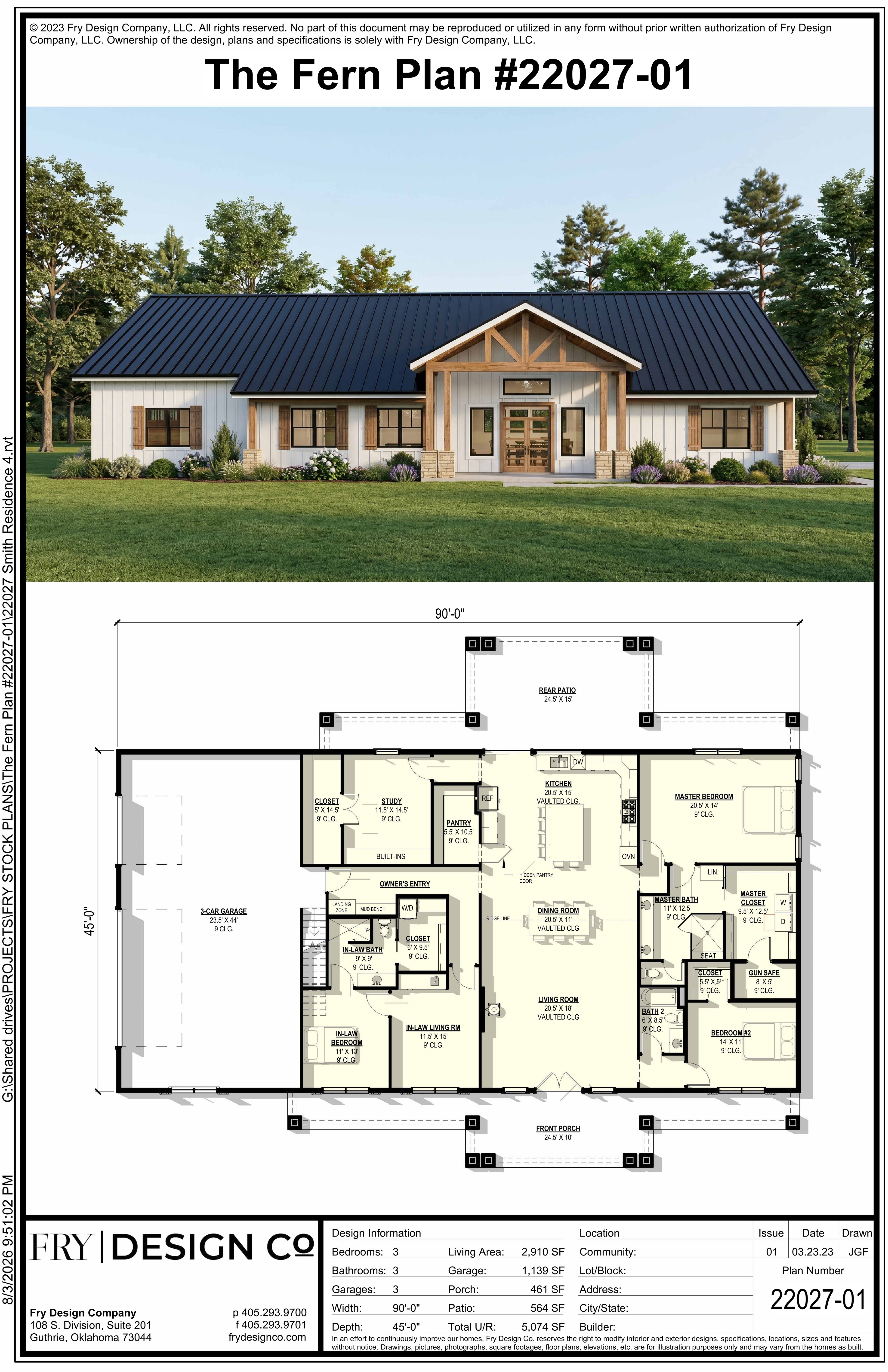 Fern Plan (3/3/3 2,910 SF)