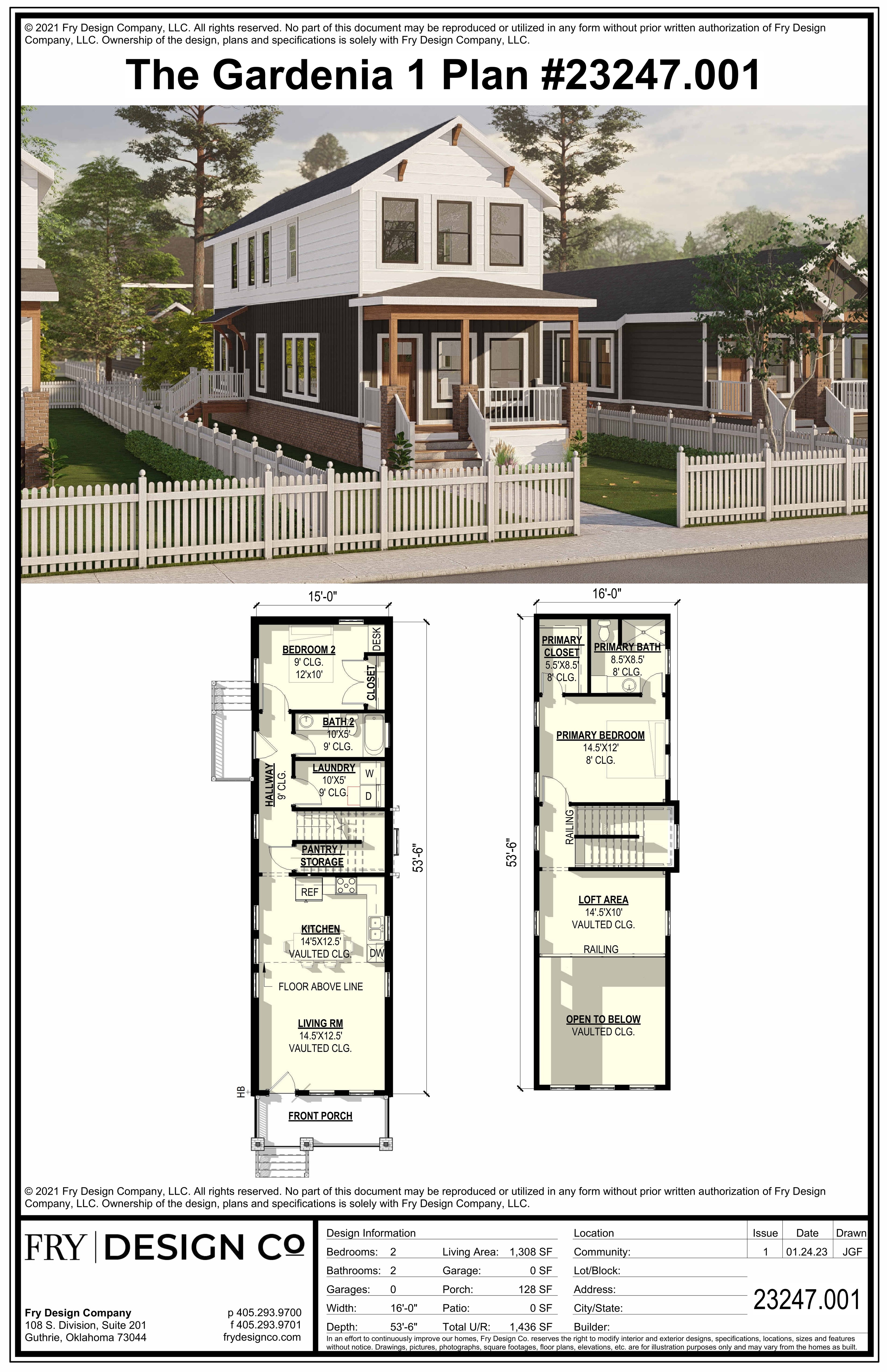 Gardenia #1 Plan (2/2/0 1,308 SF)