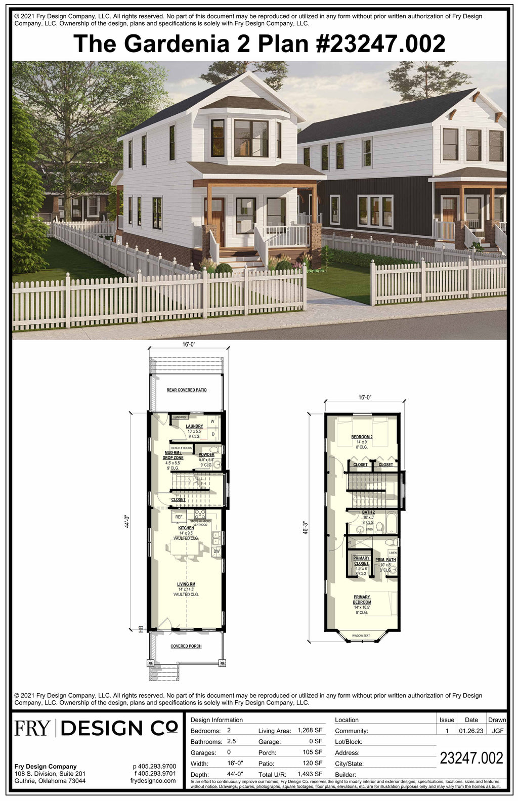 Gardenia #2 Plan (2/2.5/0 1,268 SF)