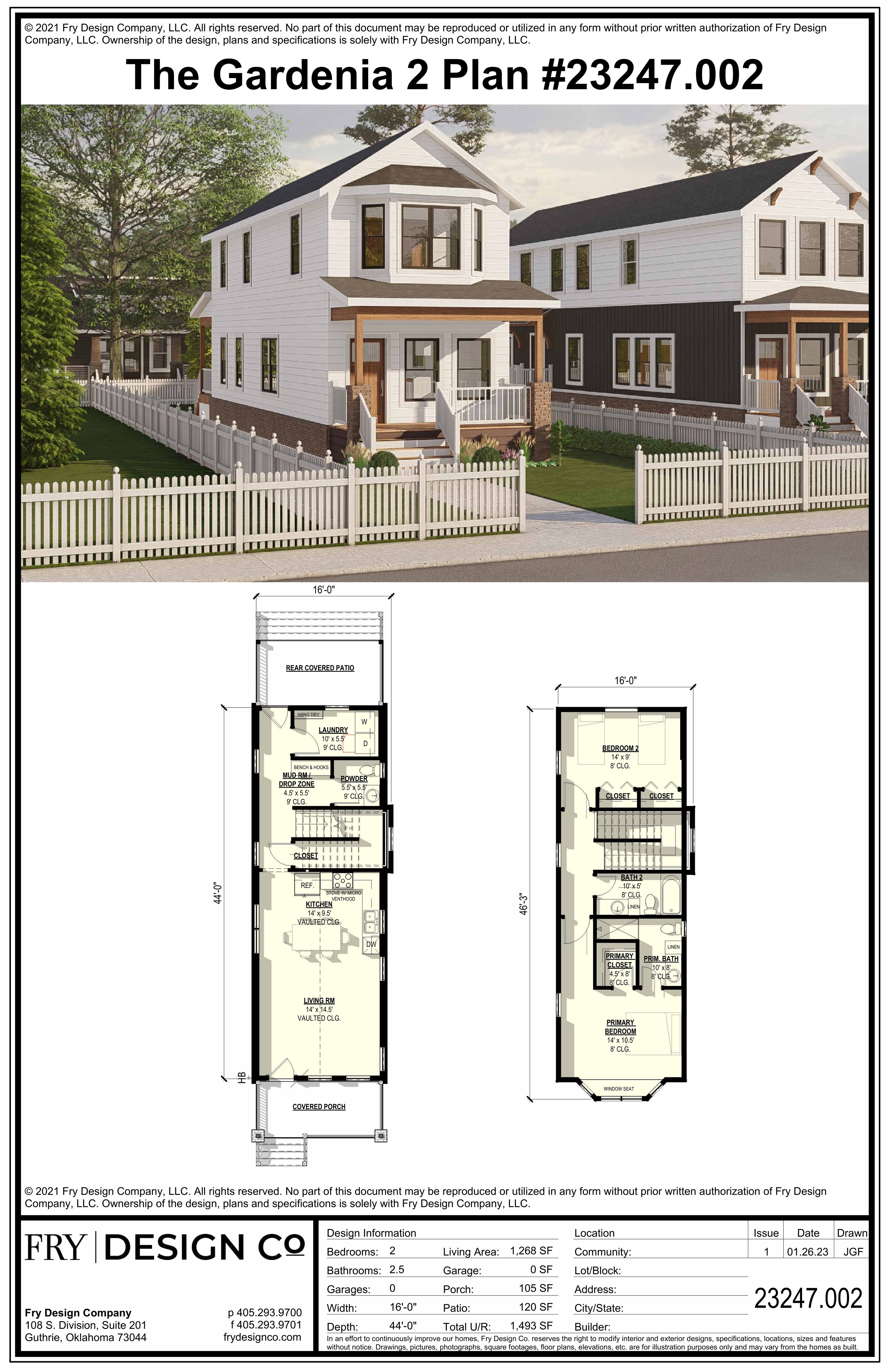 Gardenia #2 Plan (2/2.5/0 1,268 SF)