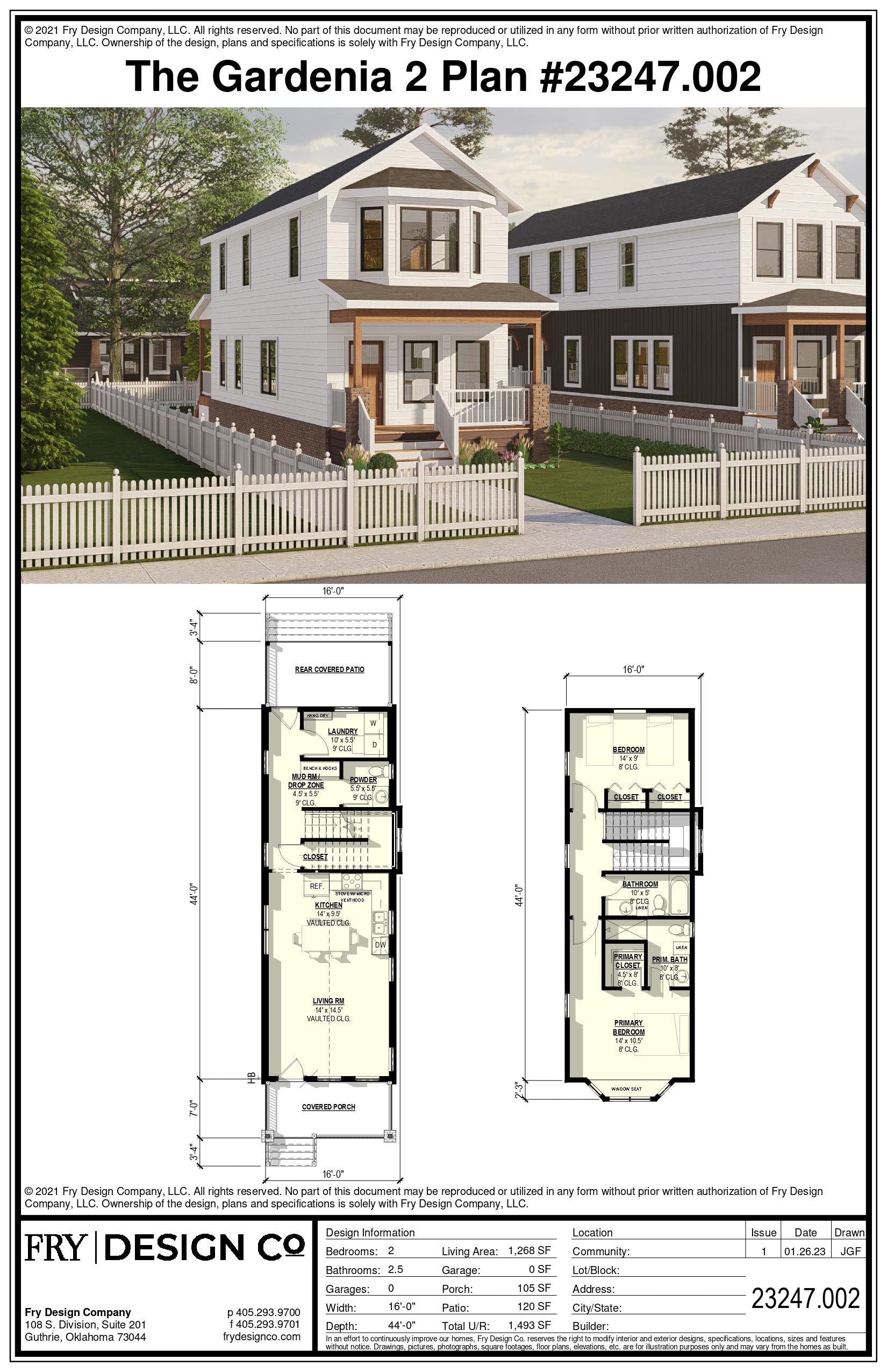 Gardenia 2 Plan (2/2.5/0 1,268 SF)