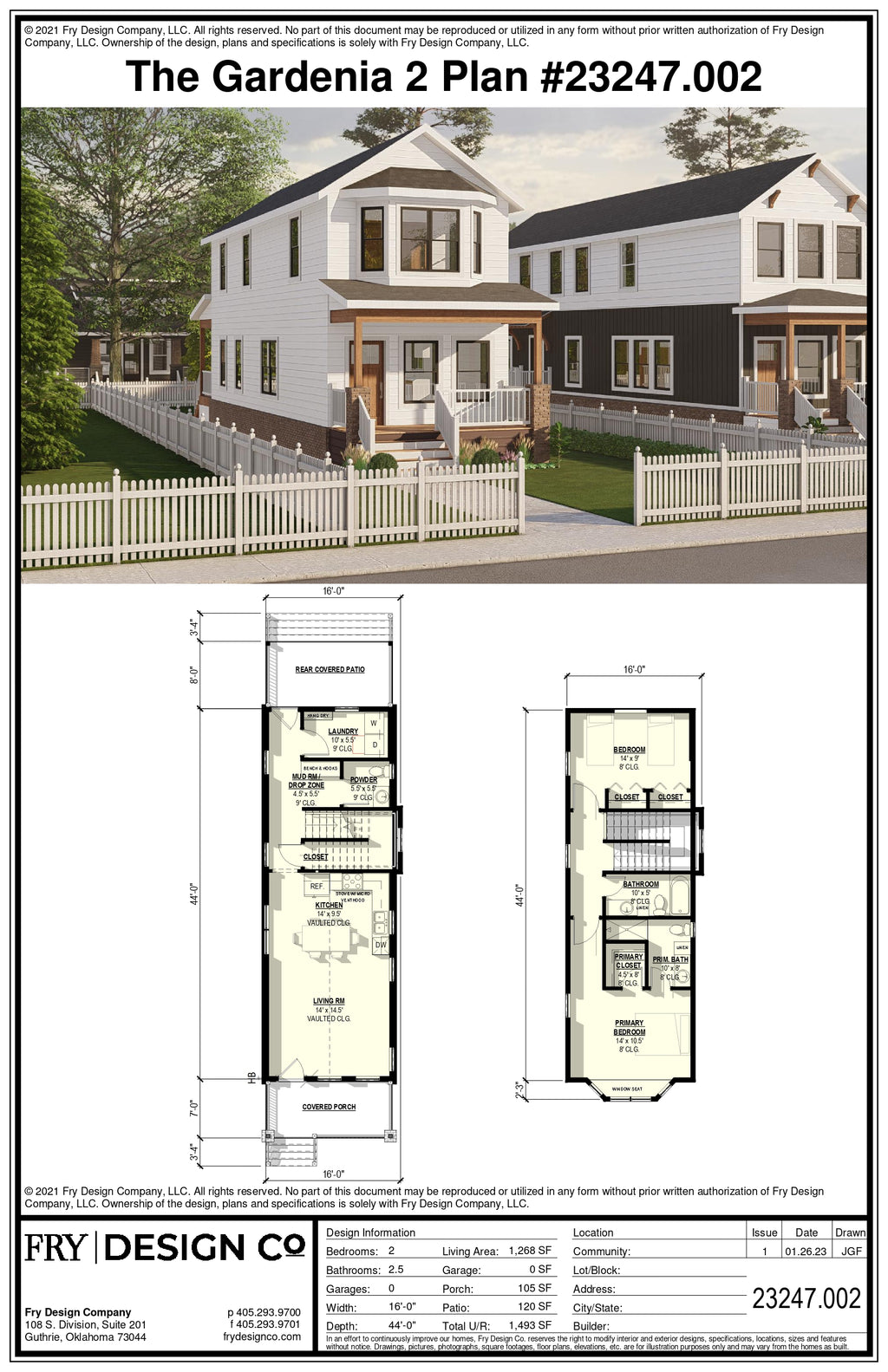 Gardenia 2 Plan (2/2.5/0 1,268 SF)