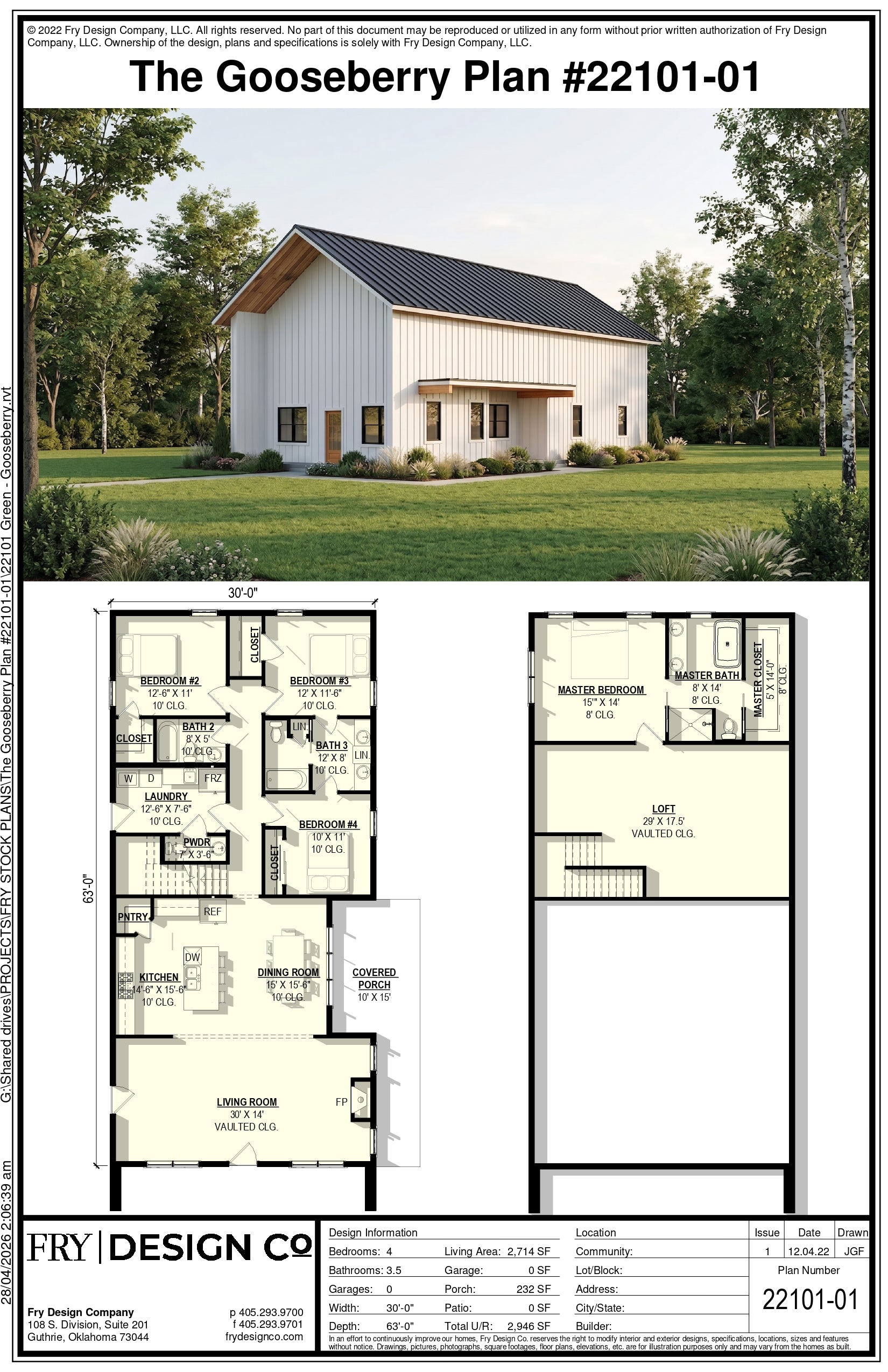 Gooseberry Plan (4/3.5/0 2,714 SF)