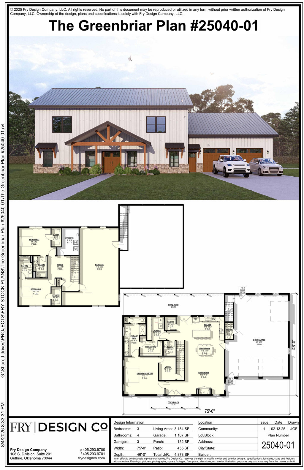 Greenbriar Plan (3/4/3 3,184 SF)
